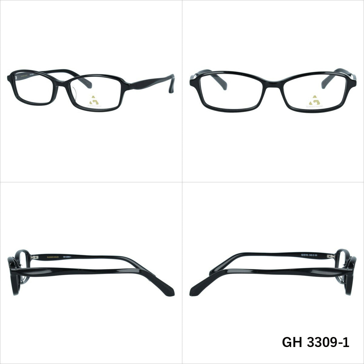グラスハウス メガネ 眼鏡 フレーム 度付き 伊達 カラーレンズ メンズ レディース ブランド GH 3309 52 スクエア | 老眼鏡 PCレンズ ブルーライトカット 遠近両用 対応可能 紫外線 対策 おすすめ 人気 プレゼント