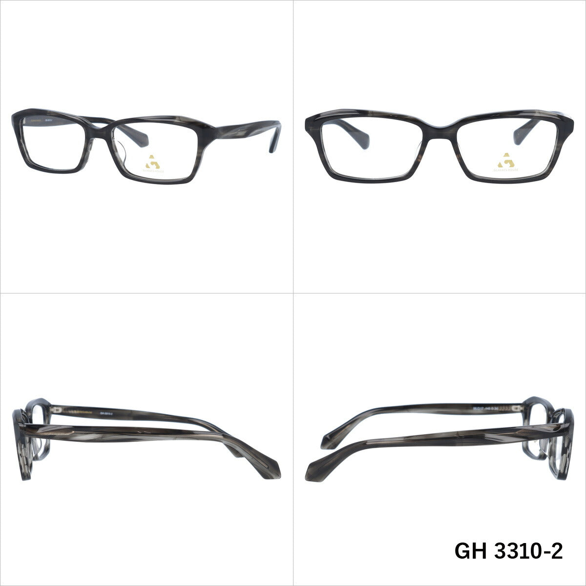 メガネ 眼鏡 度付き 度なし おしゃれ GLASSES HOUSE グラスハウス GH 3310 全4色 55サイズ スクエア型 メンズ レディース UVカット 紫外線 ブランド サングラス 伊達 ダテ｜老眼鏡・PCレンズ・カラーレンズ・遠近両用対応可能 ラッピング無料