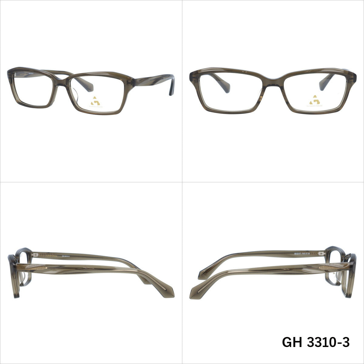 メガネ 眼鏡 度付き 度なし おしゃれ GLASSES HOUSE グラスハウス GH 3310 全4色 55サイズ スクエア型 メンズ レディース UVカット 紫外線 ブランド サングラス 伊達 ダテ｜老眼鏡・PCレンズ・カラーレンズ・遠近両用対応可能 ラッピング無料