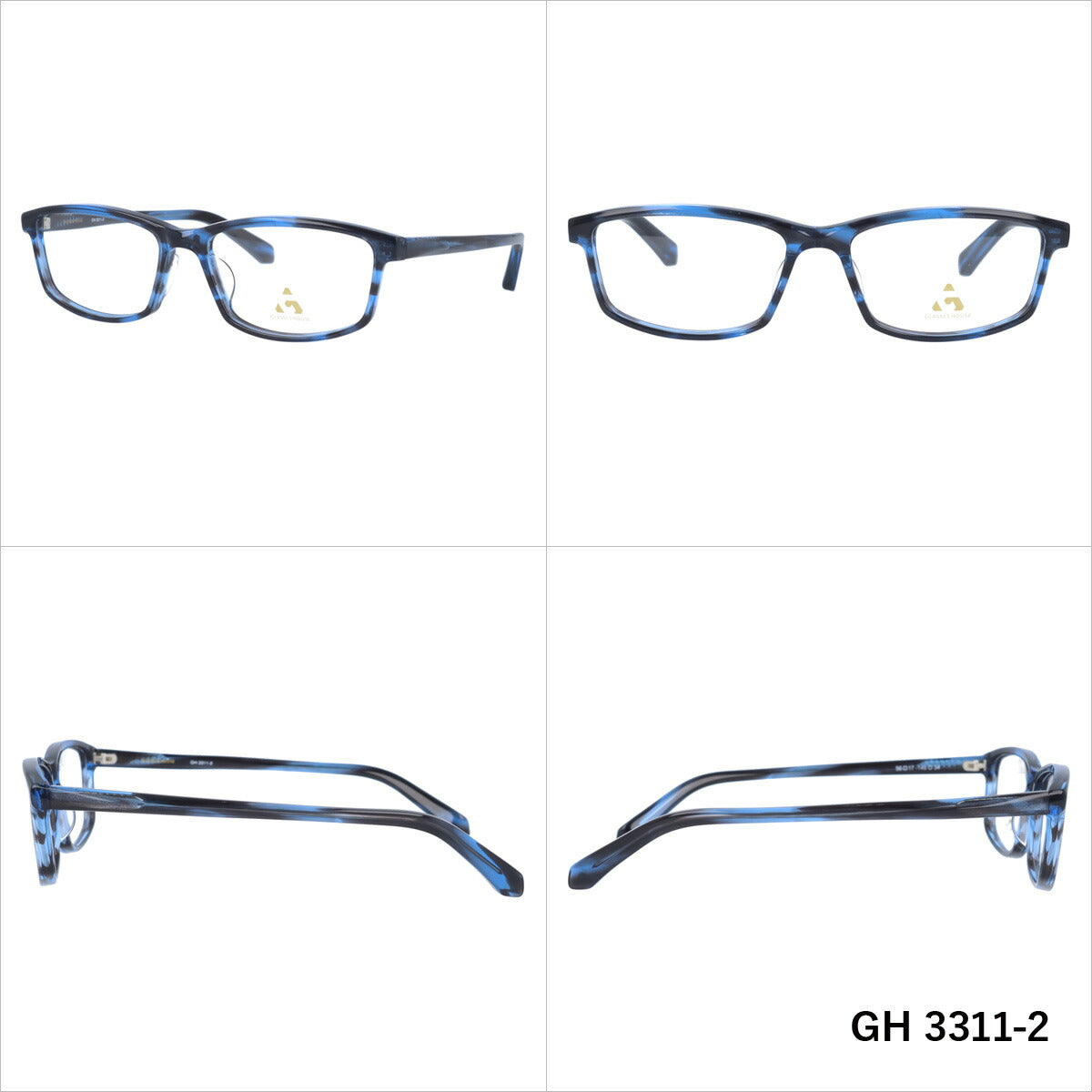 メガネ 眼鏡 度付き 度なし おしゃれ GLASSES HOUSE グラスハウス GH 3311 全4色 56サイズ スクエア型 メンズ レディース UVカット 紫外線 ブランド サングラス 伊達 ダテ｜老眼鏡・PCレンズ・カラーレンズ・遠近両用対応可能 ラッピング無料
