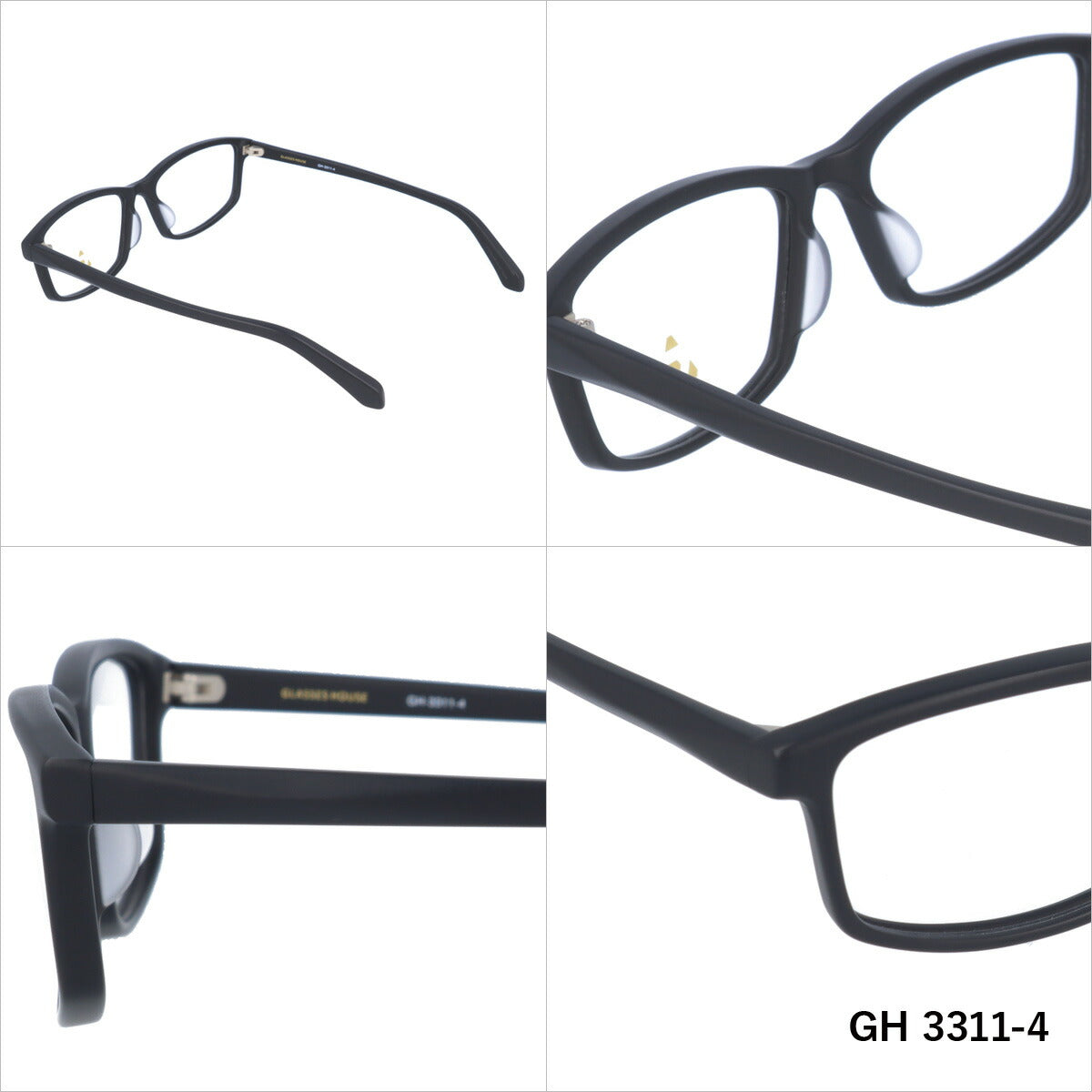 メガネ 眼鏡 度付き 度なし おしゃれ GLASSES HOUSE グラスハウス GH 3311 全4色 56サイズ スクエア型 メンズ レディース UVカット 紫外線 ブランド サングラス 伊達 ダテ｜老眼鏡・PCレンズ・カラーレンズ・遠近両用対応可能 ラッピング無料