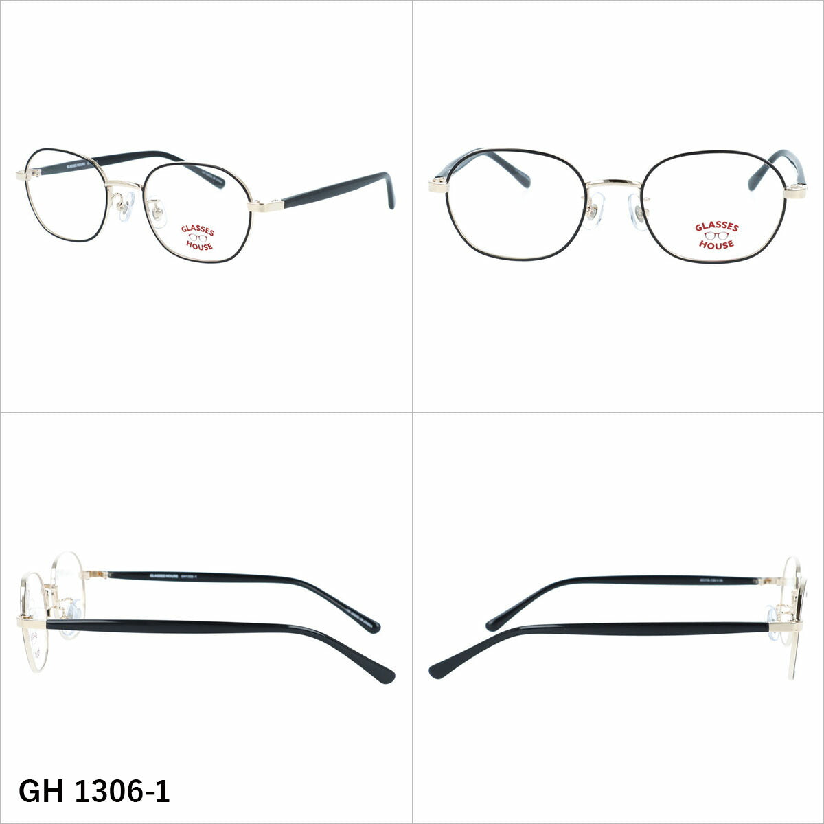 グラスハウス メガネフレーム 伊達メガネ アジアンフィット（フルフィット） 調整可能ノーズパッド（クリングス） GLASSES HOUSE GH 1306 46サイズ 全3カラー スクエア型 ユニセックス キッズ ジュニア ユース 男の子 女の子