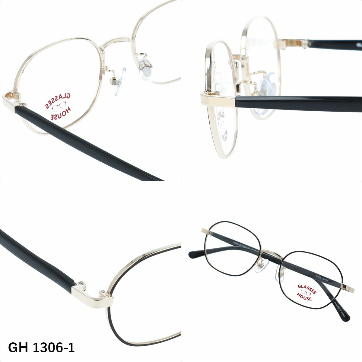 グラスハウス メガネフレーム 伊達メガネ アジアンフィット（フルフィット） 調整可能ノーズパッド（クリングス） GLASSES HOUSE GH 1306 46サイズ 全3カラー スクエア型 ユニセックス キッズ ジュニア ユース 男の子 女の子