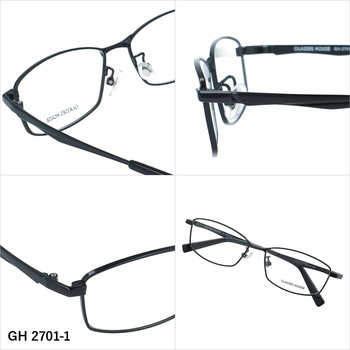 グラスハウス メガネフレーム 伊達メガネ アジアンフィット（フルフィット） 調整可能ノーズパッド（クリングス） GLASSES HOUSE GH 2701 54サイズ 全5カラー スクエア型 ユニセックス メンズ レディース