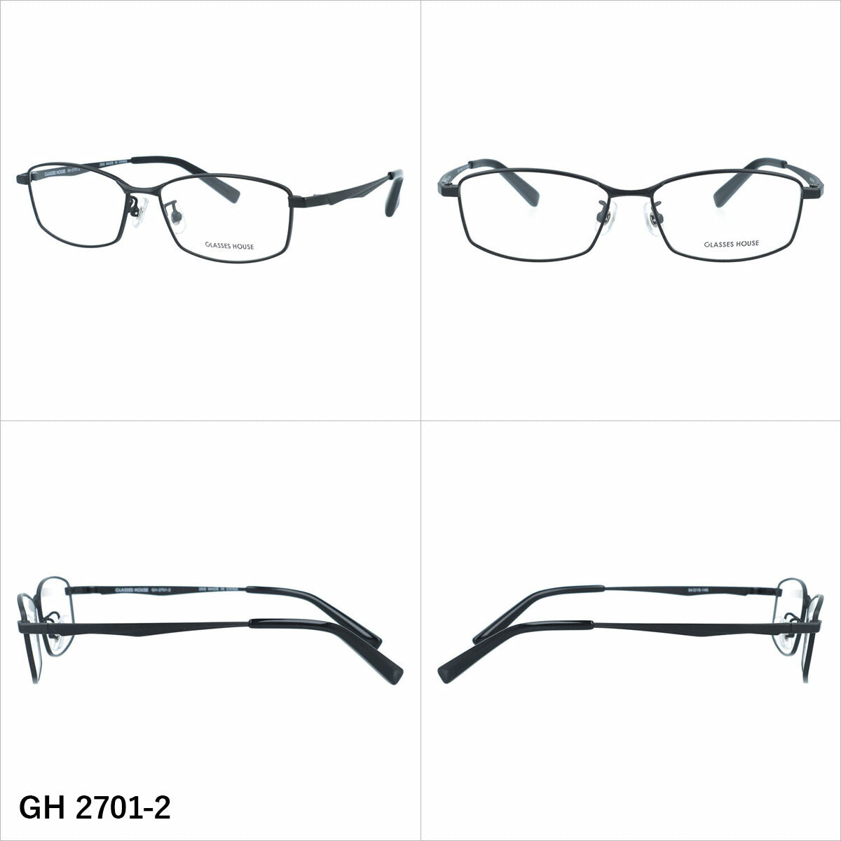 グラスハウス メガネフレーム 伊達メガネ アジアンフィット（フルフィット） 調整可能ノーズパッド（クリングス） GLASSES HOUSE GH 2701 54サイズ 全5カラー スクエア型 ユニセックス メンズ レディース