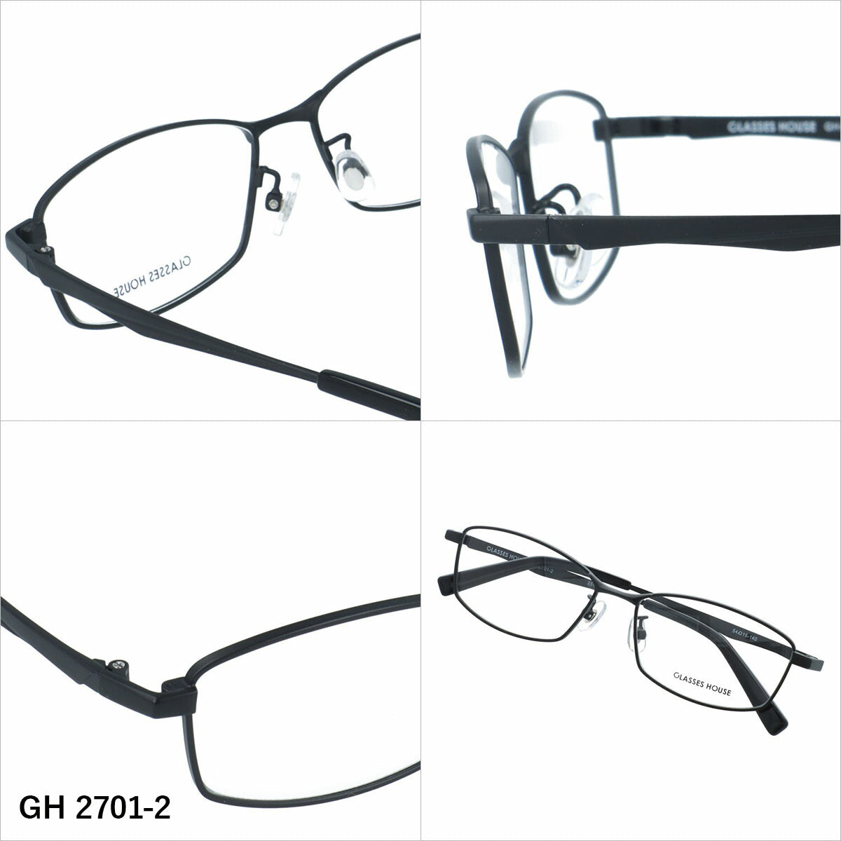 グラスハウス メガネフレーム 伊達メガネ アジアンフィット（フルフィット） 調整可能ノーズパッド（クリングス） GLASSES HOUSE GH 2701 54サイズ 全5カラー スクエア型 ユニセックス メンズ レディース