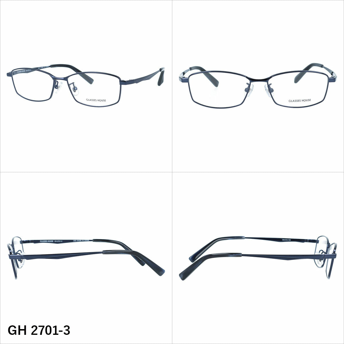 グラスハウス メガネフレーム 伊達メガネ アジアンフィット（フルフィット） 調整可能ノーズパッド（クリングス） GLASSES HOUSE GH 2701 54サイズ 全5カラー スクエア型 ユニセックス メンズ レディース