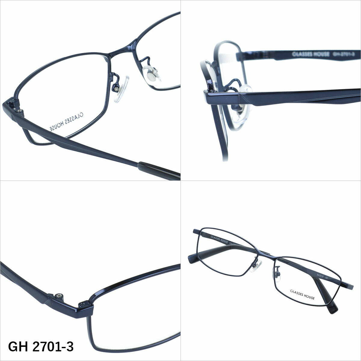 グラスハウス メガネフレーム 伊達メガネ アジアンフィット（フルフィット） 調整可能ノーズパッド（クリングス） GLASSES HOUSE GH 2701 54サイズ 全5カラー スクエア型 ユニセックス メンズ レディース