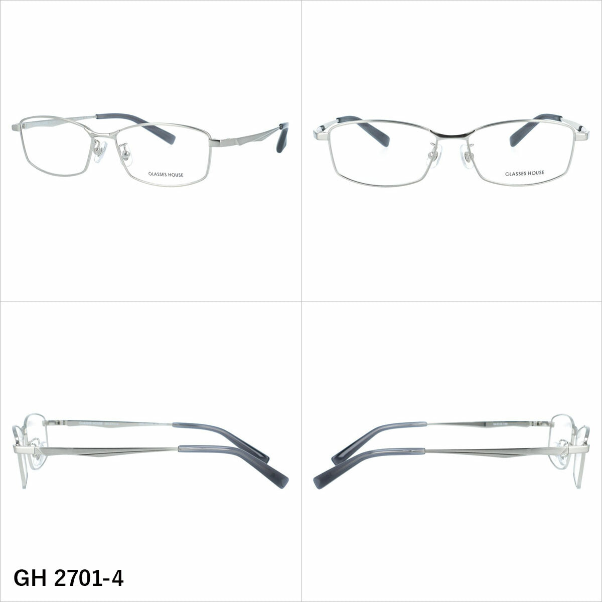 グラスハウス メガネフレーム 伊達メガネ アジアンフィット（フルフィット） 調整可能ノーズパッド（クリングス） GLASSES HOUSE GH 2701 54サイズ 全5カラー スクエア型 ユニセックス メンズ レディース