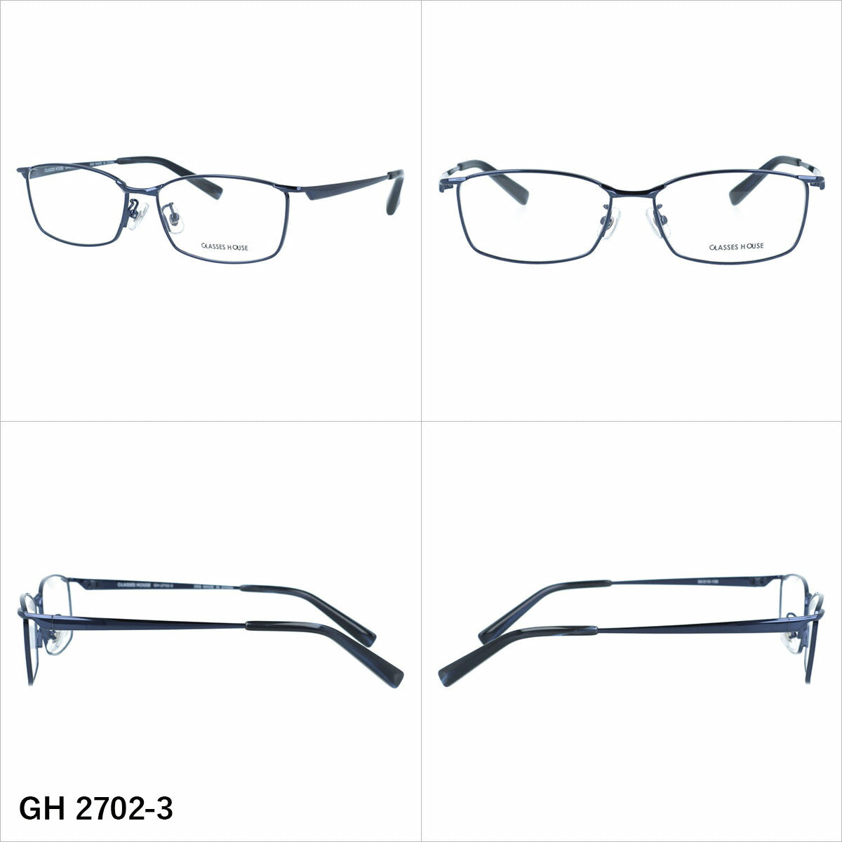 グラスハウス メガネフレーム 伊達メガネ アジアンフィット（フルフィット） 調整可能ノーズパッド（クリングス） GLASSES HOUSE GH 2702 55サイズ 全5カラー スクエア型 ユニセックス メンズ レディース