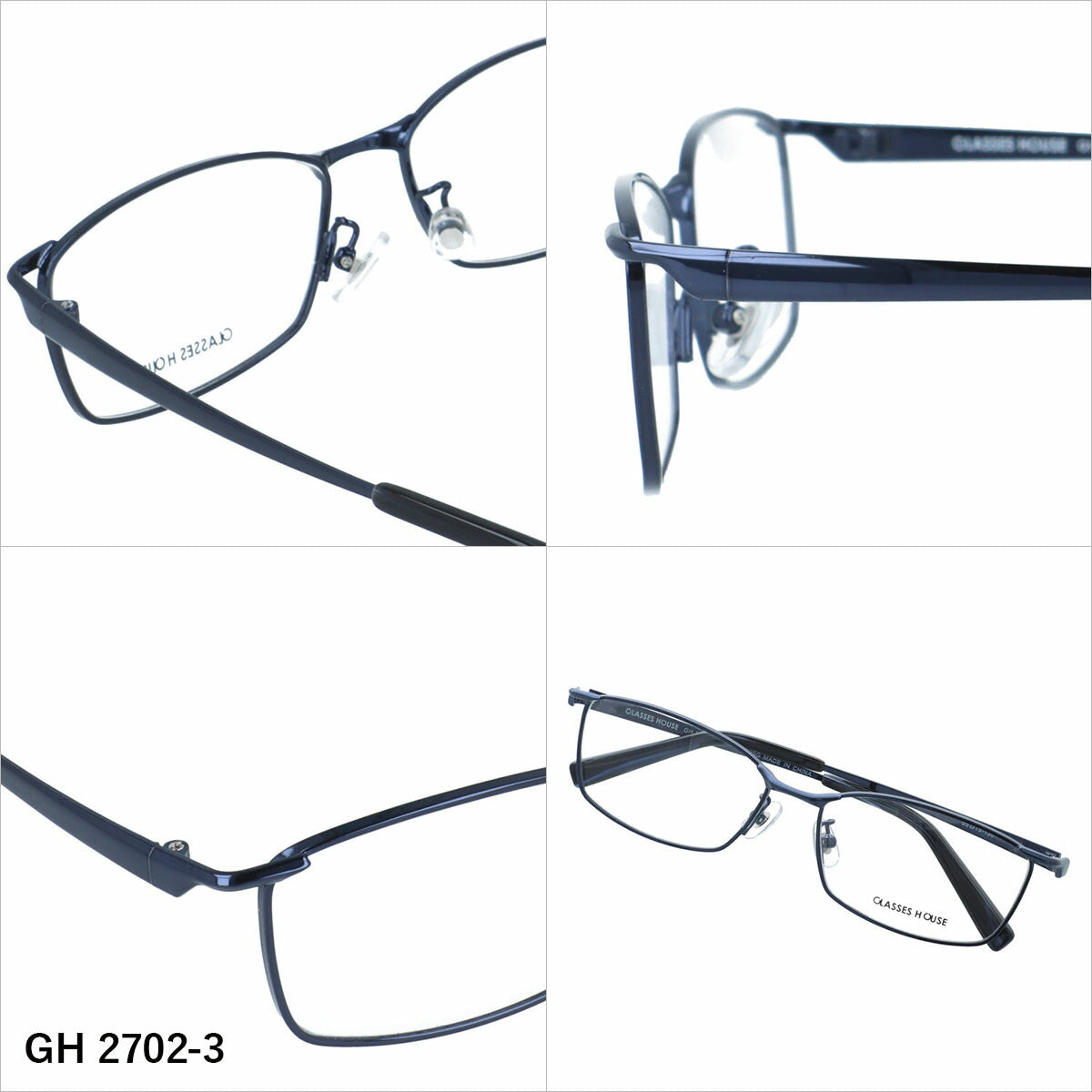 グラスハウス メガネフレーム 伊達メガネ アジアンフィット（フルフィット） 調整可能ノーズパッド（クリングス） GLASSES HOUSE GH 2702 55サイズ 全5カラー スクエア型 ユニセックス メンズ レディース