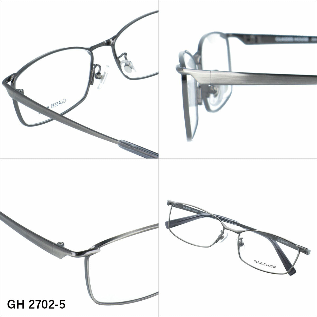 グラスハウス メガネフレーム 伊達メガネ アジアンフィット（フルフィット） 調整可能ノーズパッド（クリングス） GLASSES HOUSE GH 2702 55サイズ 全5カラー スクエア型 ユニセックス メンズ レディース