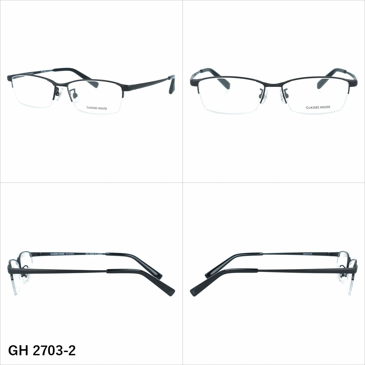 グラスハウス メガネフレーム 伊達メガネ アジアンフィット（フルフィット） 調整可能ノーズパッド（クリングス） GLASSES HOUSE GH 2703 54サイズ 全5カラー スクエア/ナイロール型 ユニセックス メンズ レディース