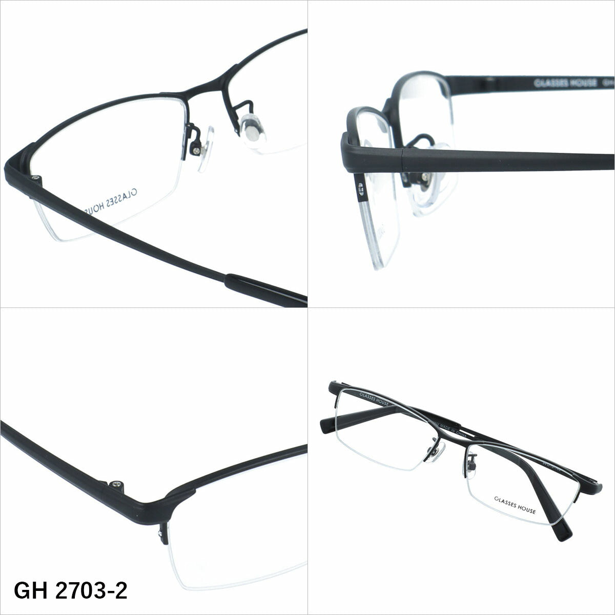グラスハウス メガネフレーム 伊達メガネ アジアンフィット（フルフィット） 調整可能ノーズパッド（クリングス） GLASSES HOUSE GH 2703 54サイズ 全5カラー スクエア/ナイロール型 ユニセックス メンズ レディース
