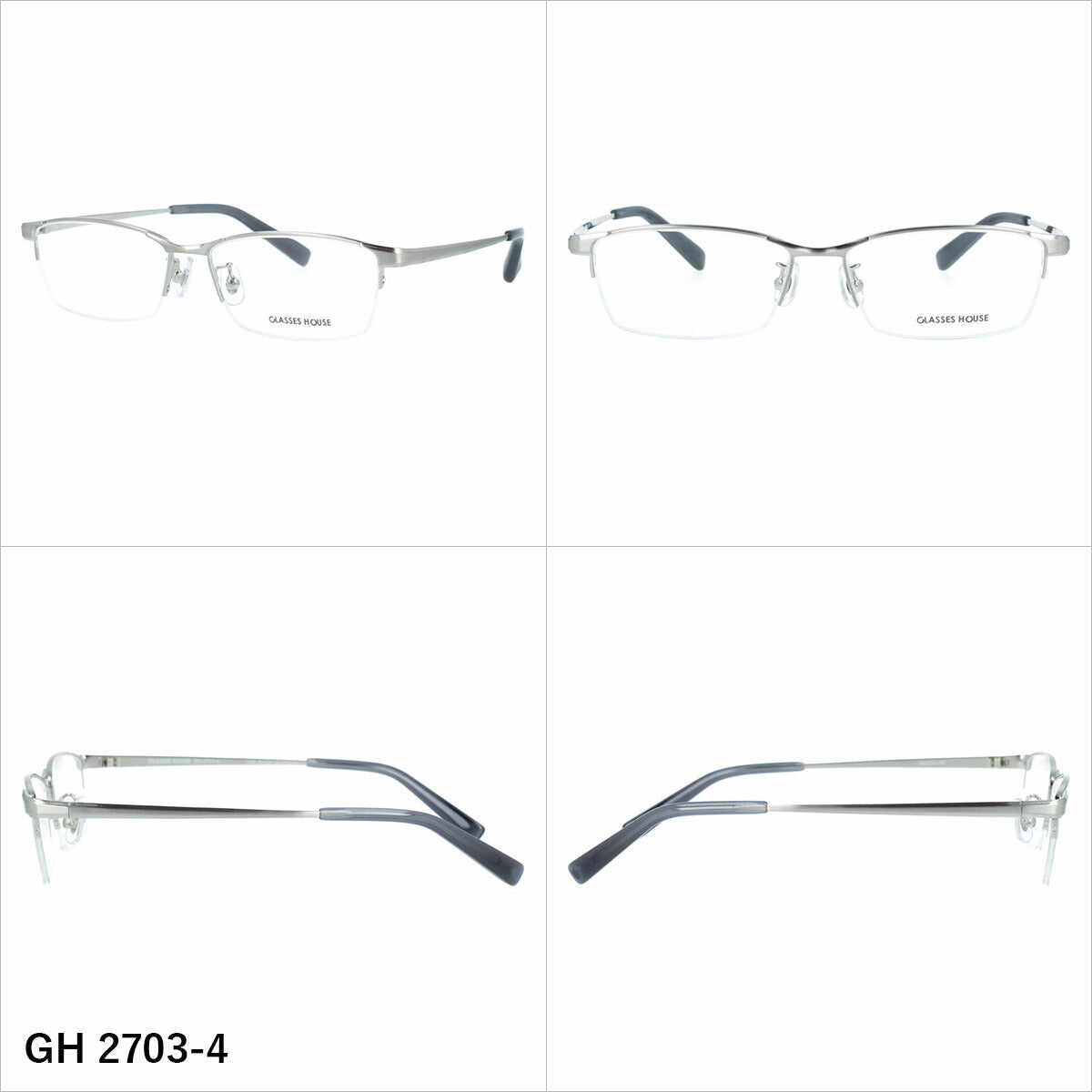 グラスハウス メガネフレーム 伊達メガネ アジアンフィット（フルフィット） 調整可能ノーズパッド（クリングス） GLASSES HOUSE GH 2703 54サイズ 全5カラー スクエア/ナイロール型 ユニセックス メンズ レディース