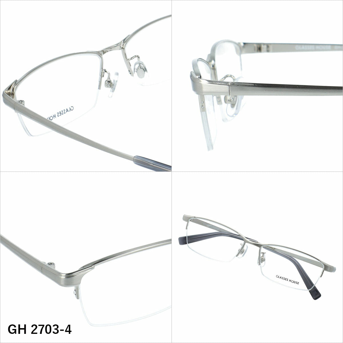 グラスハウス メガネフレーム 伊達メガネ アジアンフィット（フルフィット） 調整可能ノーズパッド（クリングス） GLASSES HOUSE GH 2703 54サイズ 全5カラー スクエア/ナイロール型 ユニセックス メンズ レディース