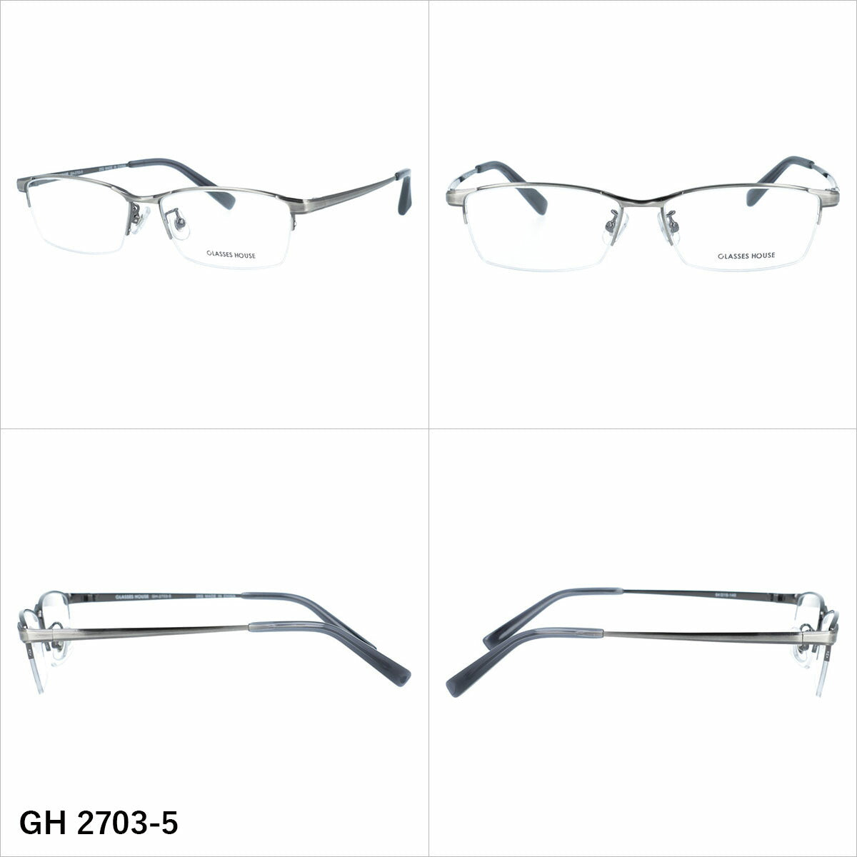 グラスハウス メガネフレーム 伊達メガネ アジアンフィット（フルフィット） 調整可能ノーズパッド（クリングス） GLASSES HOUSE GH 2703 54サイズ 全5カラー スクエア/ナイロール型 ユニセックス メンズ レディース