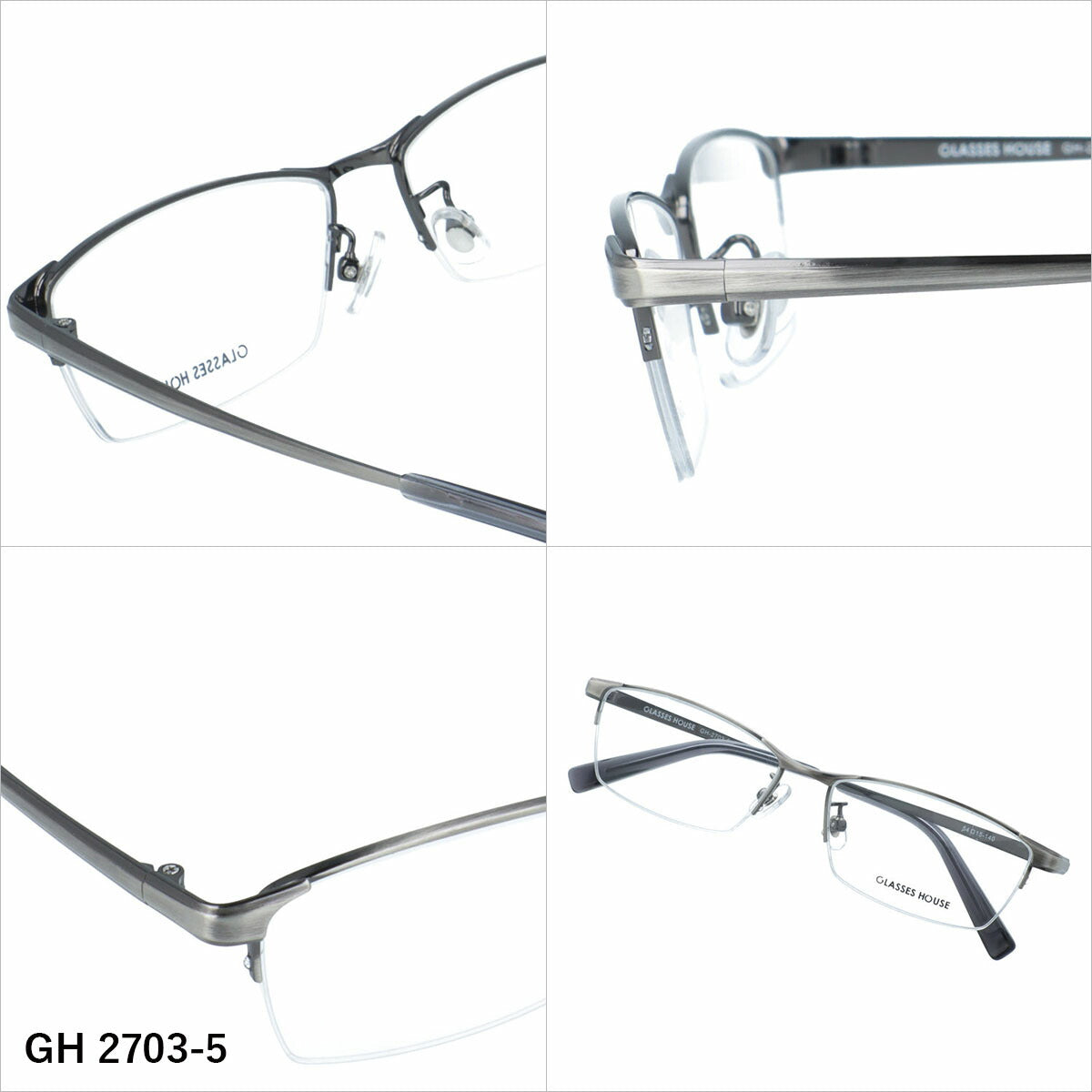 グラスハウス メガネフレーム 伊達メガネ アジアンフィット（フルフィット） 調整可能ノーズパッド（クリングス） GLASSES HOUSE GH 2703 54サイズ 全5カラー スクエア/ナイロール型 ユニセックス メンズ レディース