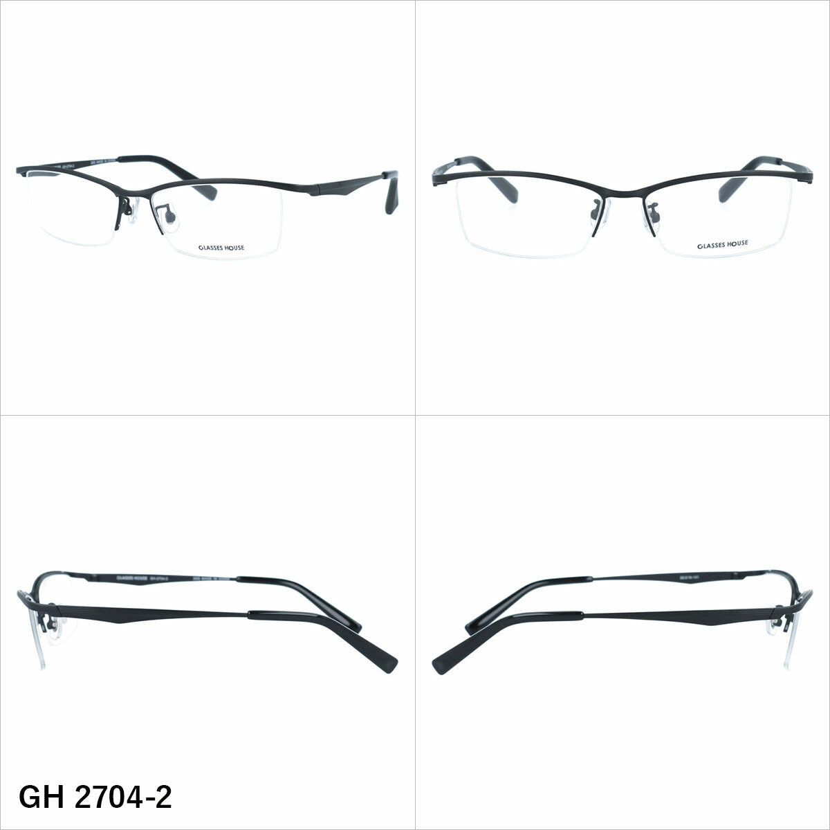 グラスハウス メガネフレーム 伊達メガネ アジアンフィット（フルフィット） 調整可能ノーズパッド（クリングス） GLASSES HOUSE GH 2704 56サイズ 全5カラー スクエア/ナイロール型 ユニセックス メンズ レディース
