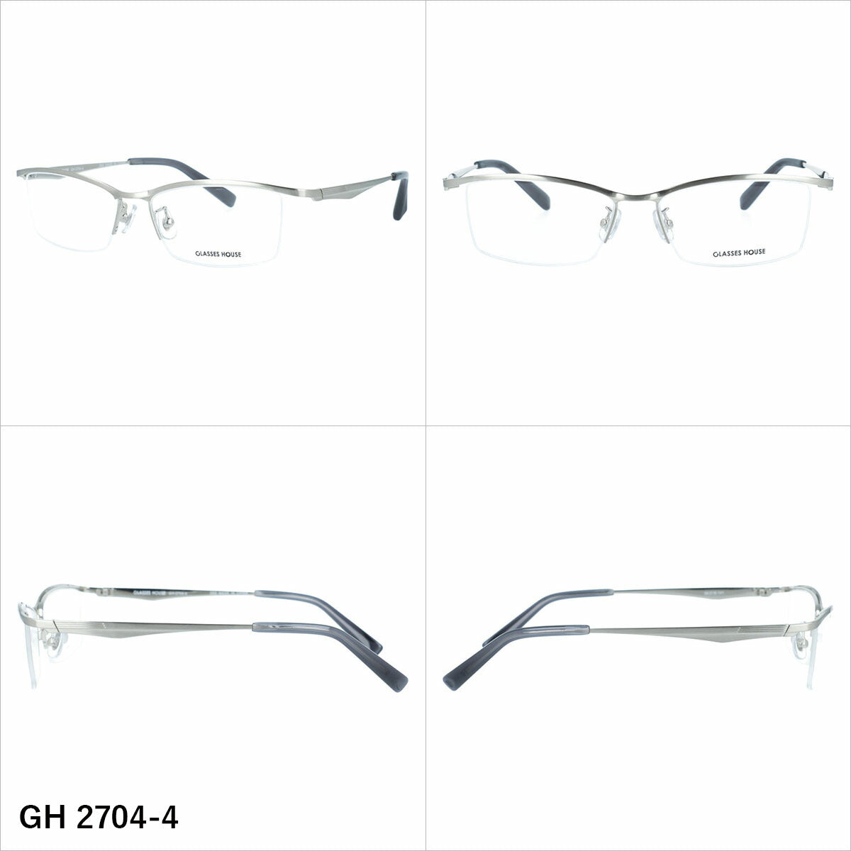 グラスハウス メガネフレーム 伊達メガネ アジアンフィット（フルフィット） 調整可能ノーズパッド（クリングス） GLASSES HOUSE GH 2704 56サイズ 全5カラー スクエア/ナイロール型 ユニセックス メンズ レディース