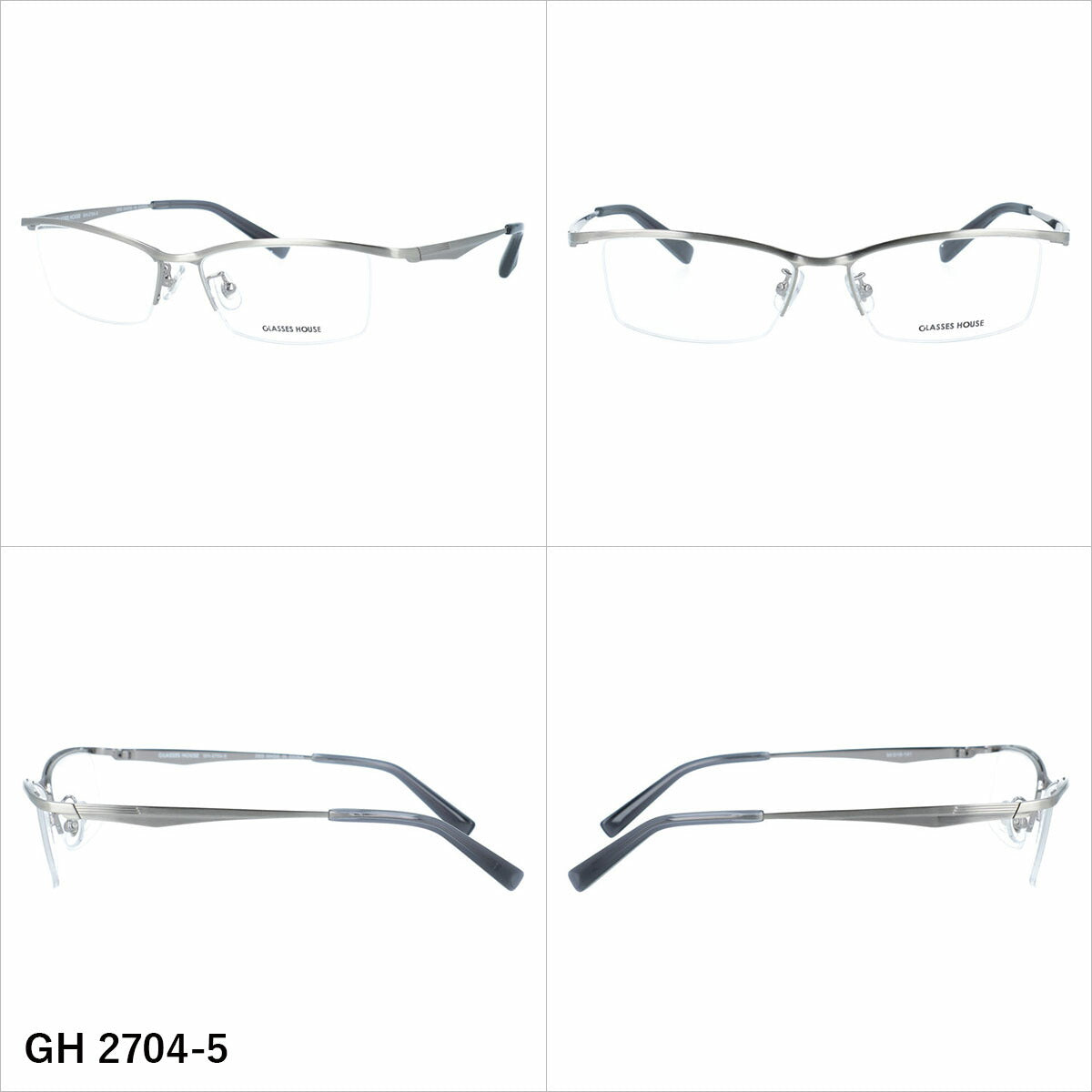 グラスハウス メガネフレーム 伊達メガネ アジアンフィット（フルフィット） 調整可能ノーズパッド（クリングス） GLASSES HOUSE GH 2704 56サイズ 全5カラー スクエア/ナイロール型 ユニセックス メンズ レディース