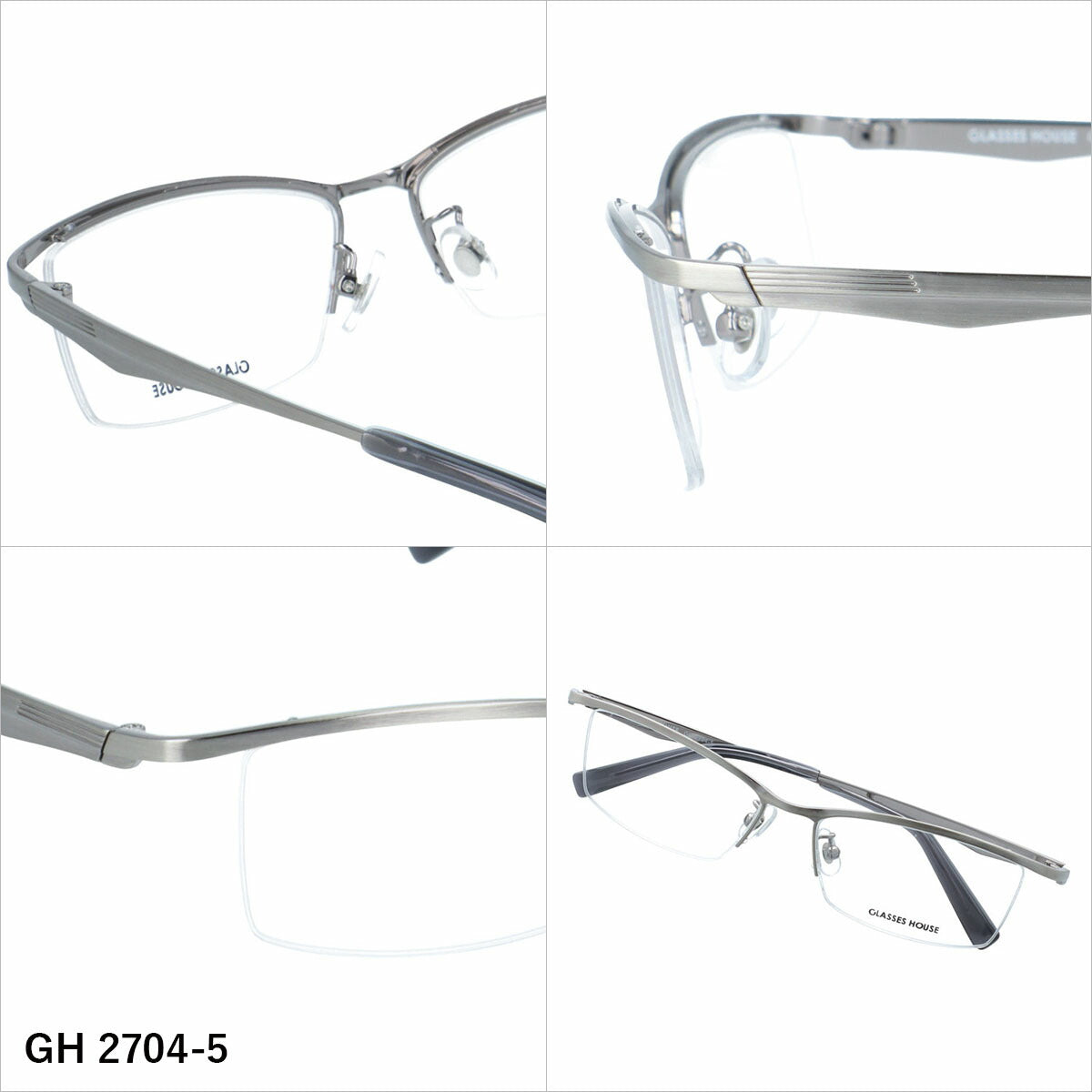 グラスハウス メガネフレーム 伊達メガネ アジアンフィット（フルフィット） 調整可能ノーズパッド（クリングス） GLASSES HOUSE GH 2704 56サイズ 全5カラー スクエア/ナイロール型 ユニセックス メンズ レディース