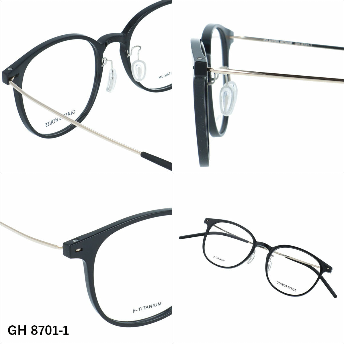 グラスハウス メガネフレーム 伊達メガネ アジアンフィット（フルフィット） 調整可能ノーズパッド（クリングス） GLASSES HOUSE GH 8701 49サイズ 全3カラー ウェリントン型 ユニセックス メンズ レディース