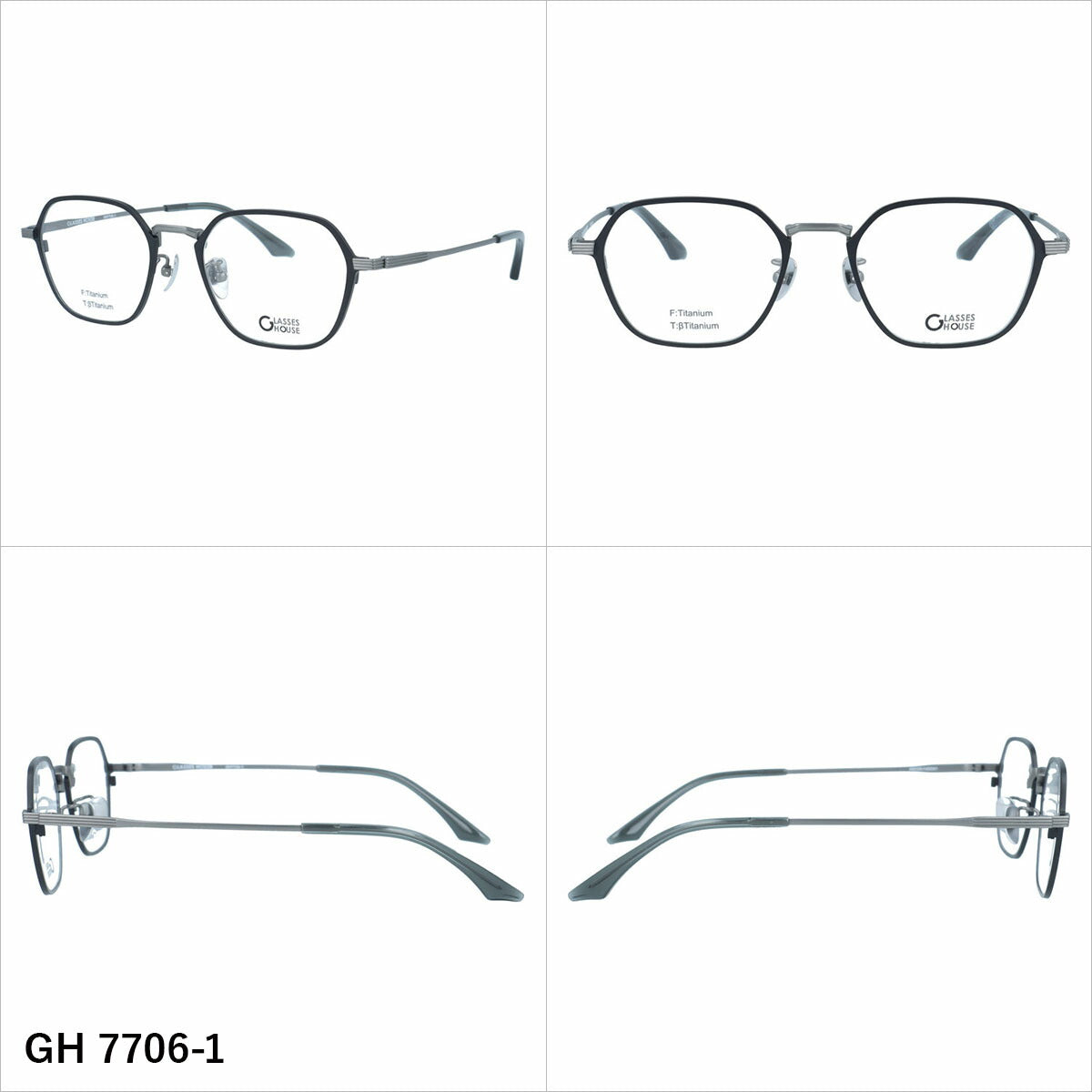 グラスハウス メガネフレーム 伊達メガネ アジアンフィット（フルフィット） 調整可能ノーズパッド（クリングス） GLASSES HOUSE GH7706 49サイズ 全3カラー スクエア型 ユニセックス メンズ レディース