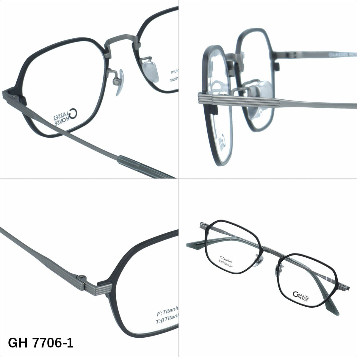 グラスハウス メガネフレーム 伊達メガネ アジアンフィット（フルフィット） 調整可能ノーズパッド（クリングス） GLASSES HOUSE GH7706 49サイズ 全3カラー スクエア型 ユニセックス メンズ レディース