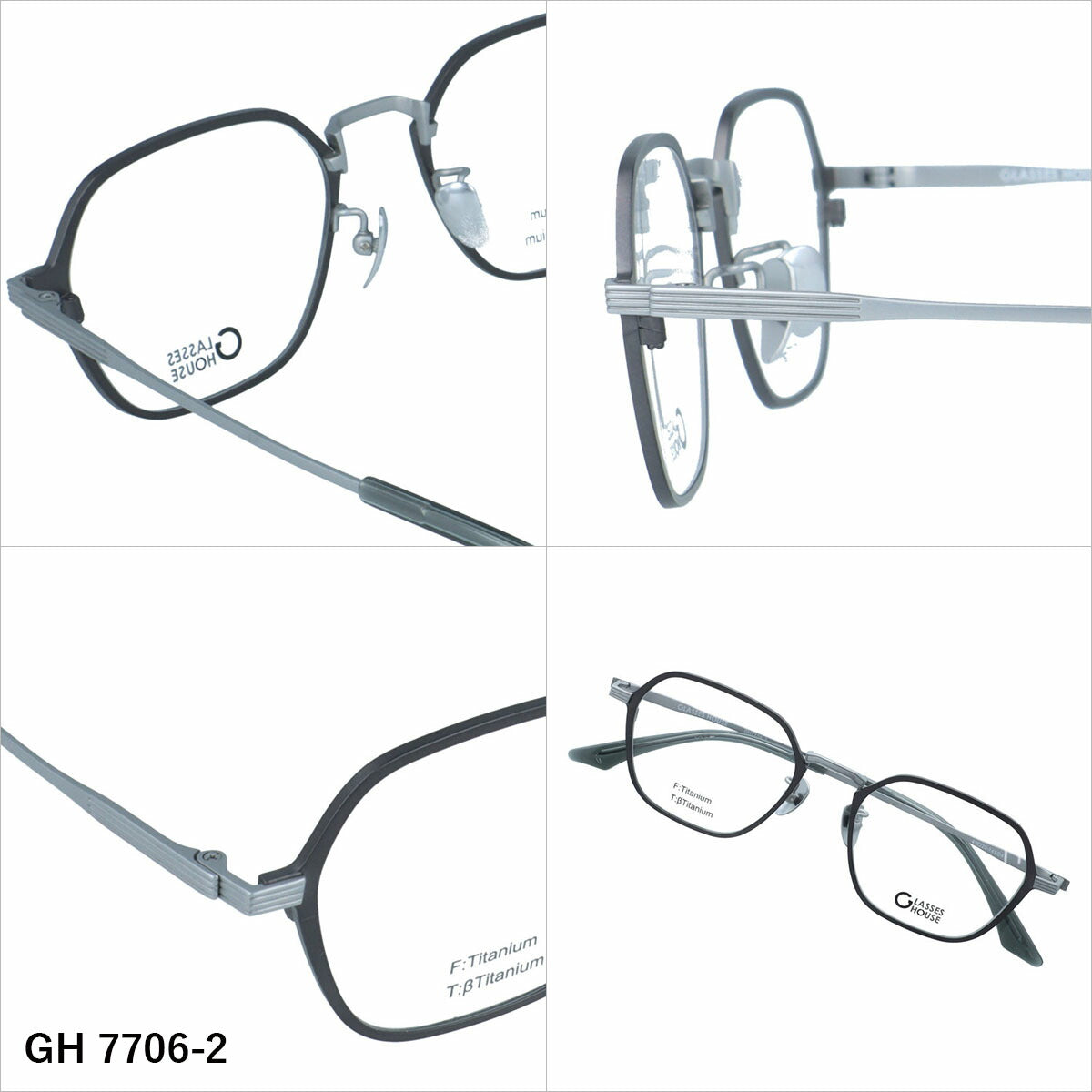 グラスハウス メガネフレーム 伊達メガネ アジアンフィット（フルフィット） 調整可能ノーズパッド（クリングス） GLASSES HOUSE GH7706 49サイズ 全3カラー スクエア型 ユニセックス メンズ レディース