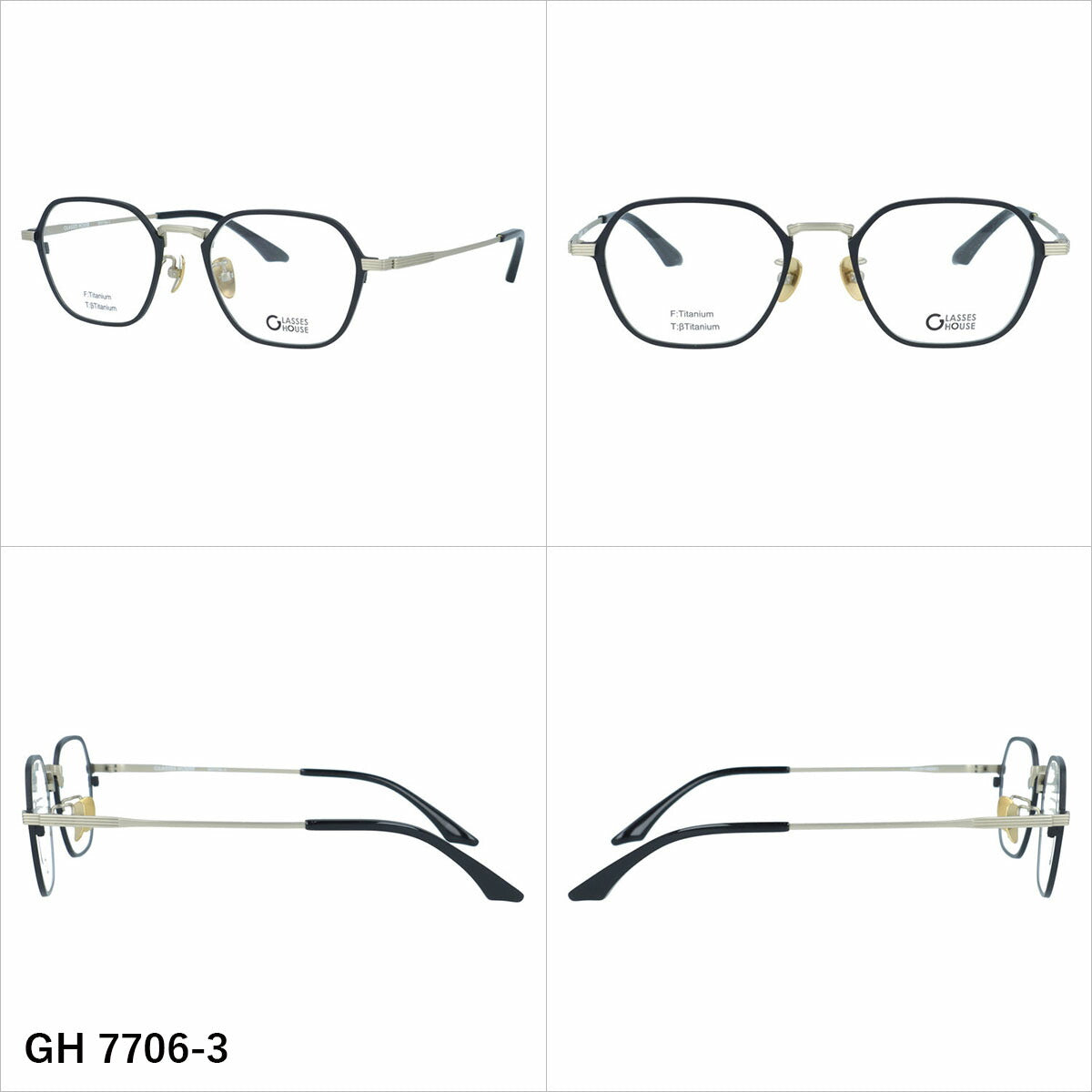 グラスハウス メガネフレーム 伊達メガネ アジアンフィット（フルフィット） 調整可能ノーズパッド（クリングス） GLASSES HOUSE GH7706 49サイズ 全3カラー スクエア型 ユニセックス メンズ レディース