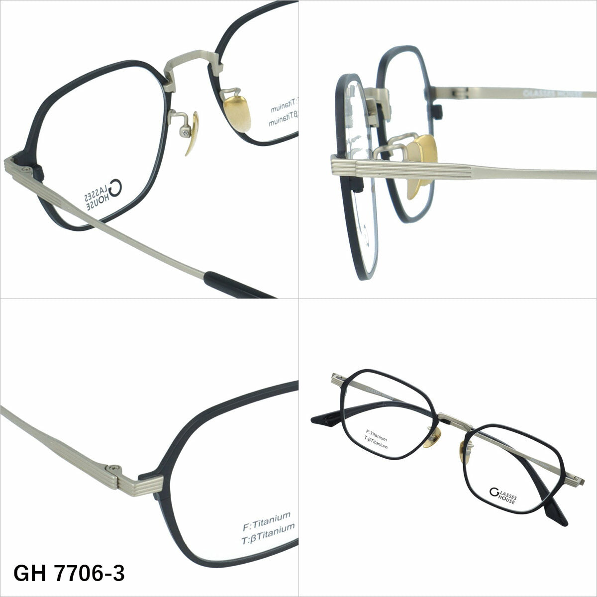 グラスハウス メガネフレーム 伊達メガネ アジアンフィット（フルフィット） 調整可能ノーズパッド（クリングス） GLASSES HOUSE GH7706 49サイズ 全3カラー スクエア型 ユニセックス メンズ レディース