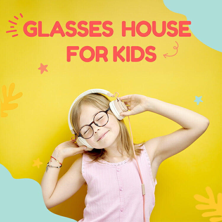 グラスハウス 子供用 メガネフレーム 度付きレンズ付き 伊達メガネ アジアンフィット（フルフィット） 調整可能ノーズパッド（クリングス） GLASSES HOUSE ボストン型 スクエア型 ユニセックス キッズ ジュニア ユース 男の子 女の子