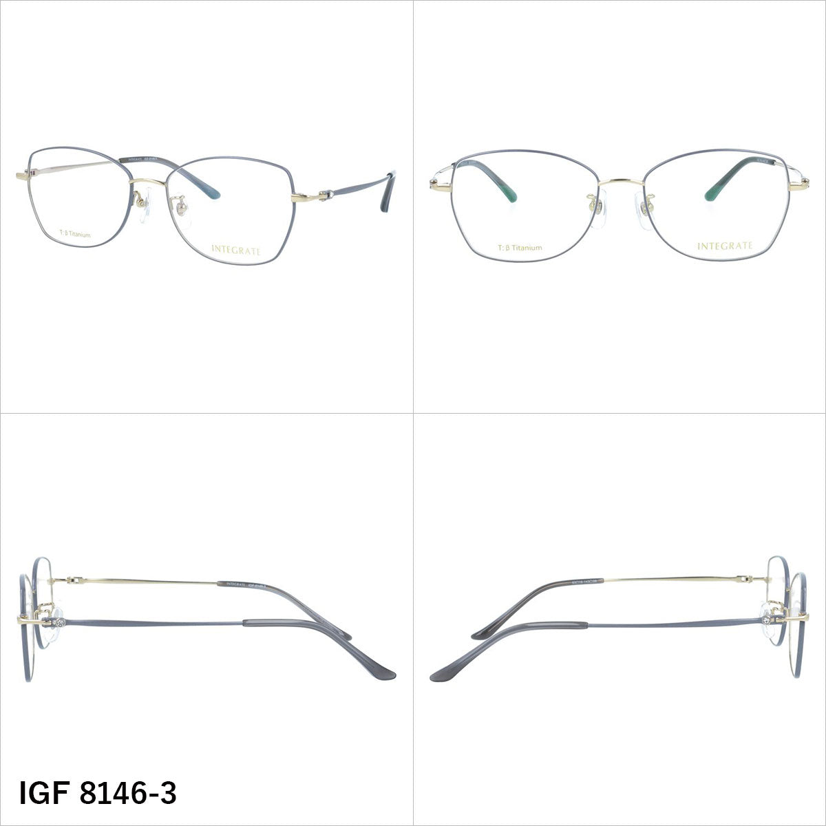 インテグレート メガネフレーム 伊達メガネ アジアンフィット（フルフィット） 調整可能ノーズパッド（クリングス） INTEGRATE IGF 8146 53サイズ 全3カラー オーバル型 ユニセックス メンズ レディース