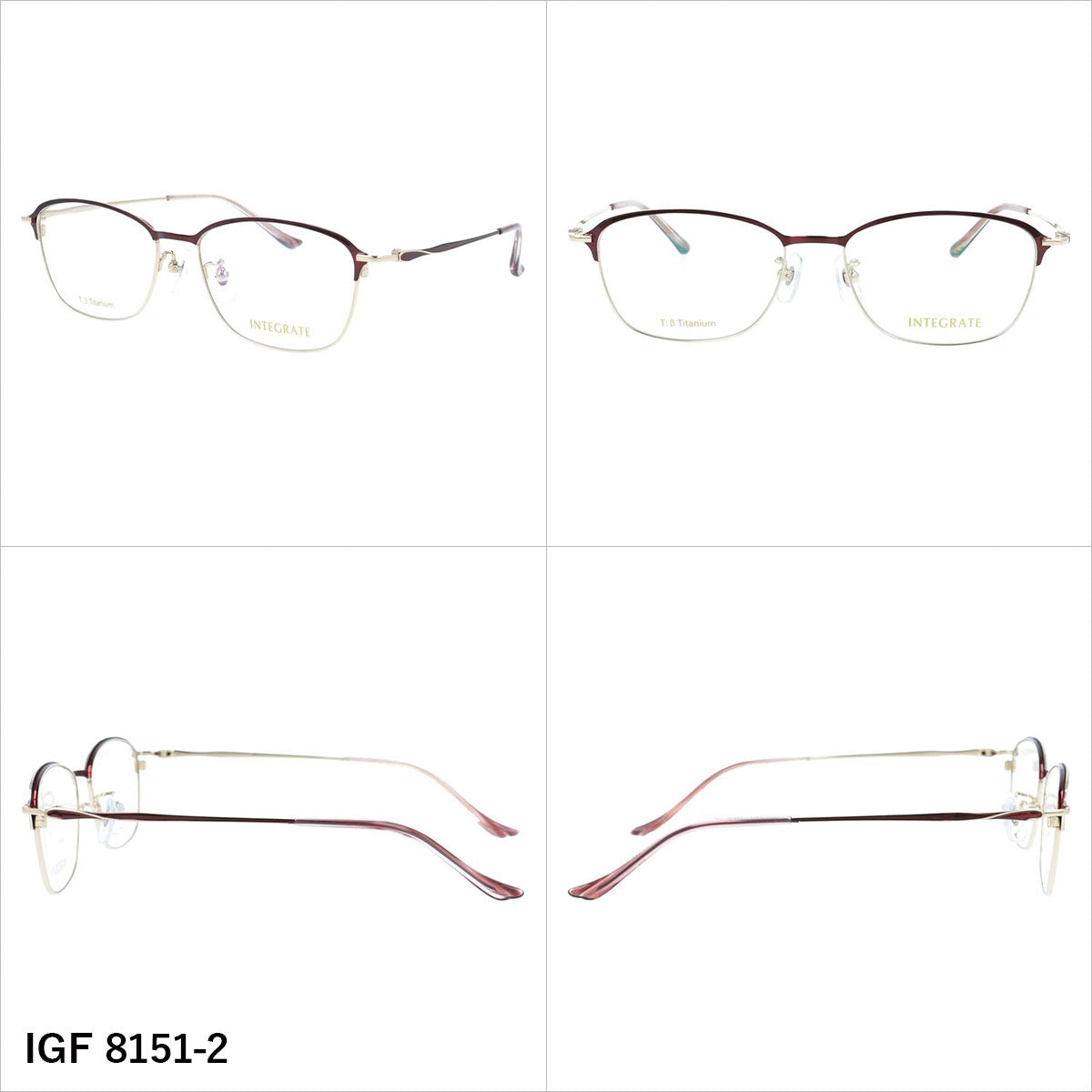 インテグレート メガネフレーム 伊達メガネ アジアンフィット（フルフィット） 調整可能ノーズパッド（クリングス） INTEGRATE IGF 8151 53サイズ 全3カラー スクエア型 ユニセックス メンズ レディース