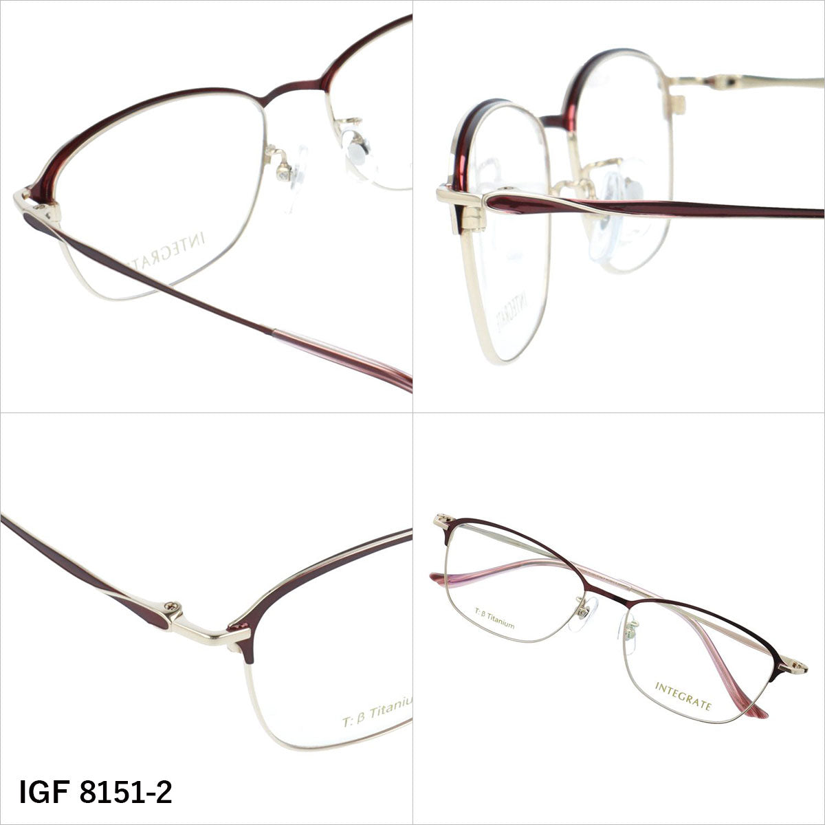 インテグレート メガネフレーム 伊達メガネ アジアンフィット（フルフィット） 調整可能ノーズパッド（クリングス） INTEGRATE IGF 8151 53サイズ 全3カラー スクエア型 ユニセックス メンズ レディース