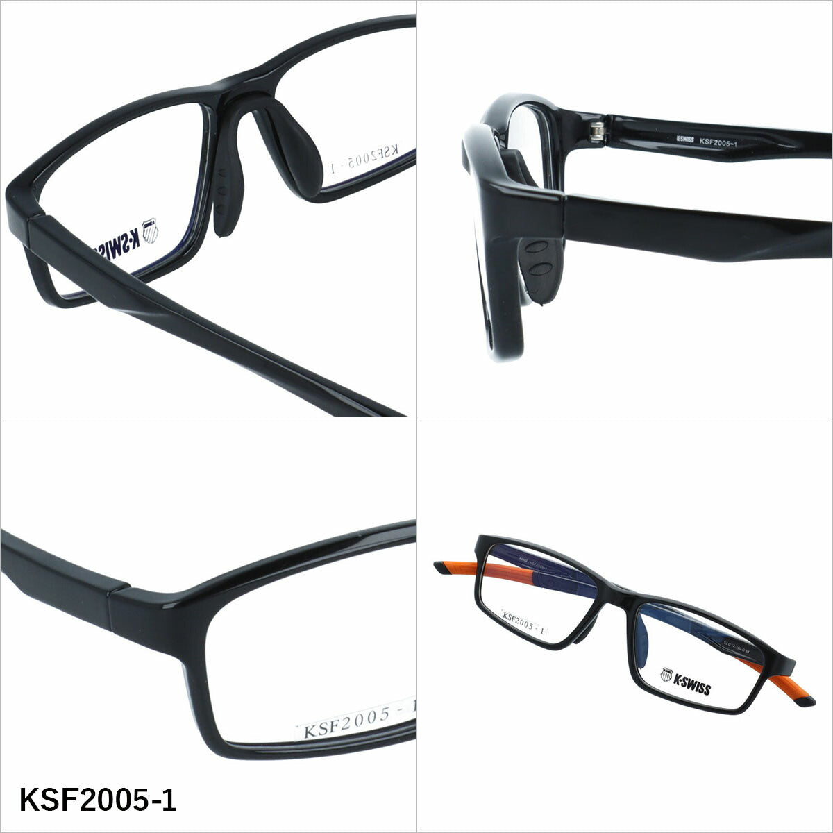ケースイス メガネフレーム 伊達メガネ アジアンフィット（フレキシブルノーズパッド）/フレキシブルテンプルエンド K-SWISS KSF2005 53サイズ 全3カラー スクエア型 ユニセックス メンズ レディース