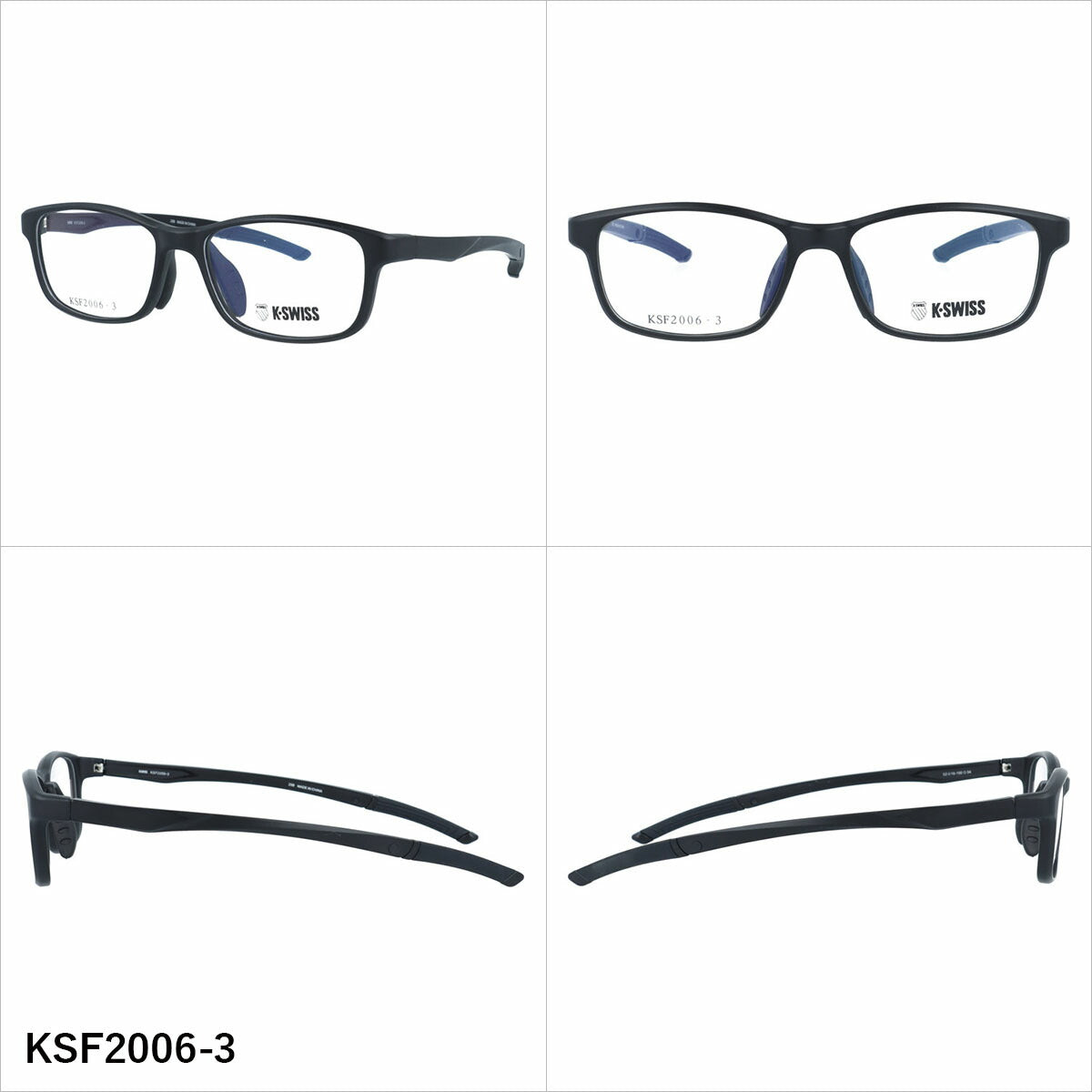 ケースイス メガネフレーム 伊達メガネ アジアンフィット（フレキシブルノーズパッド）/フレキシブルテンプルエンド K-SWISS KSF2006 52サイズ 全3カラー スクエア型 ユニセックス メンズ レディース
