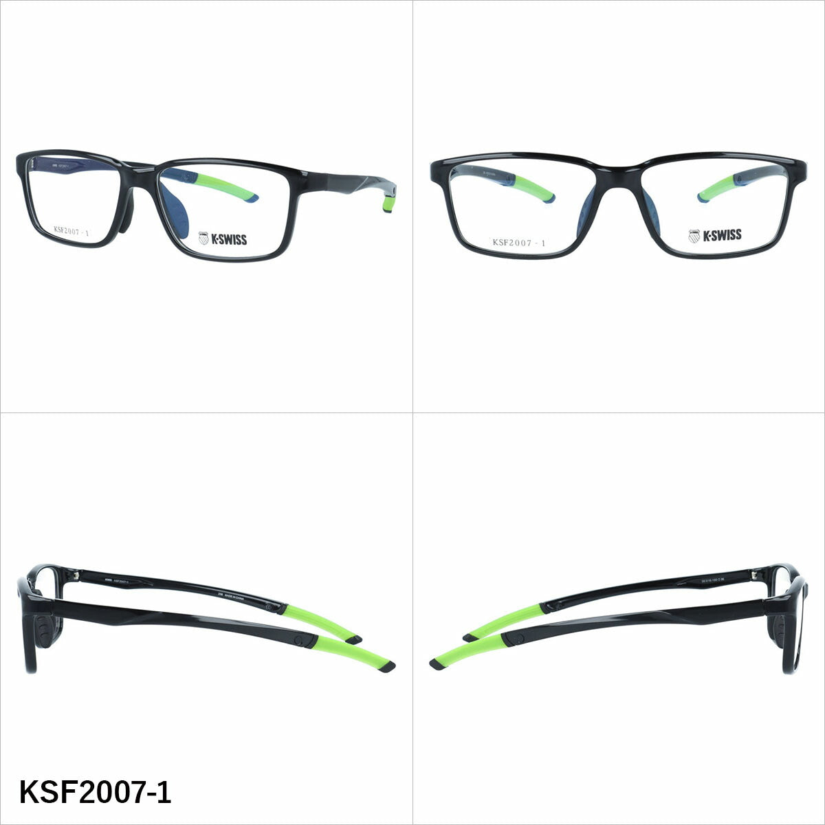 ケースイス メガネフレーム 伊達メガネ アジアンフィット（フレキシブルノーズパッド）/フレキシブルテンプルエンド K-SWISS KSF2007 56サイズ 全3カラー スクエア型 ユニセックス メンズ レディース
