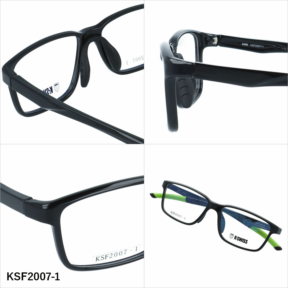 ケースイス メガネフレーム 伊達メガネ アジアンフィット（フレキシブルノーズパッド）/フレキシブルテンプルエンド K-SWISS KSF2007 56サイズ 全3カラー スクエア型 ユニセックス メンズ レディース