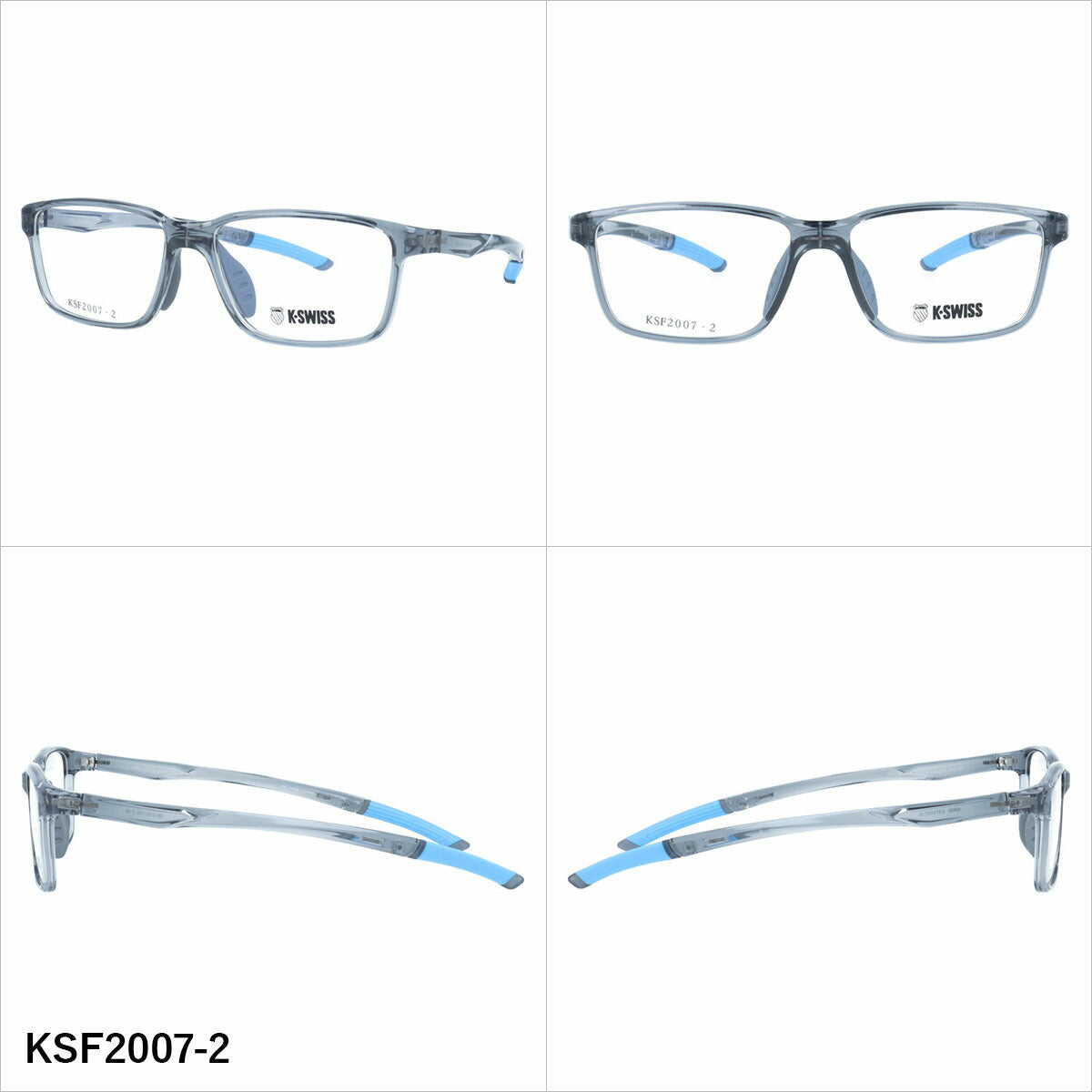 ケースイス メガネフレーム 伊達メガネ アジアンフィット（フレキシブルノーズパッド）/フレキシブルテンプルエンド K-SWISS KSF2007 56サイズ 全3カラー スクエア型 ユニセックス メンズ レディース
