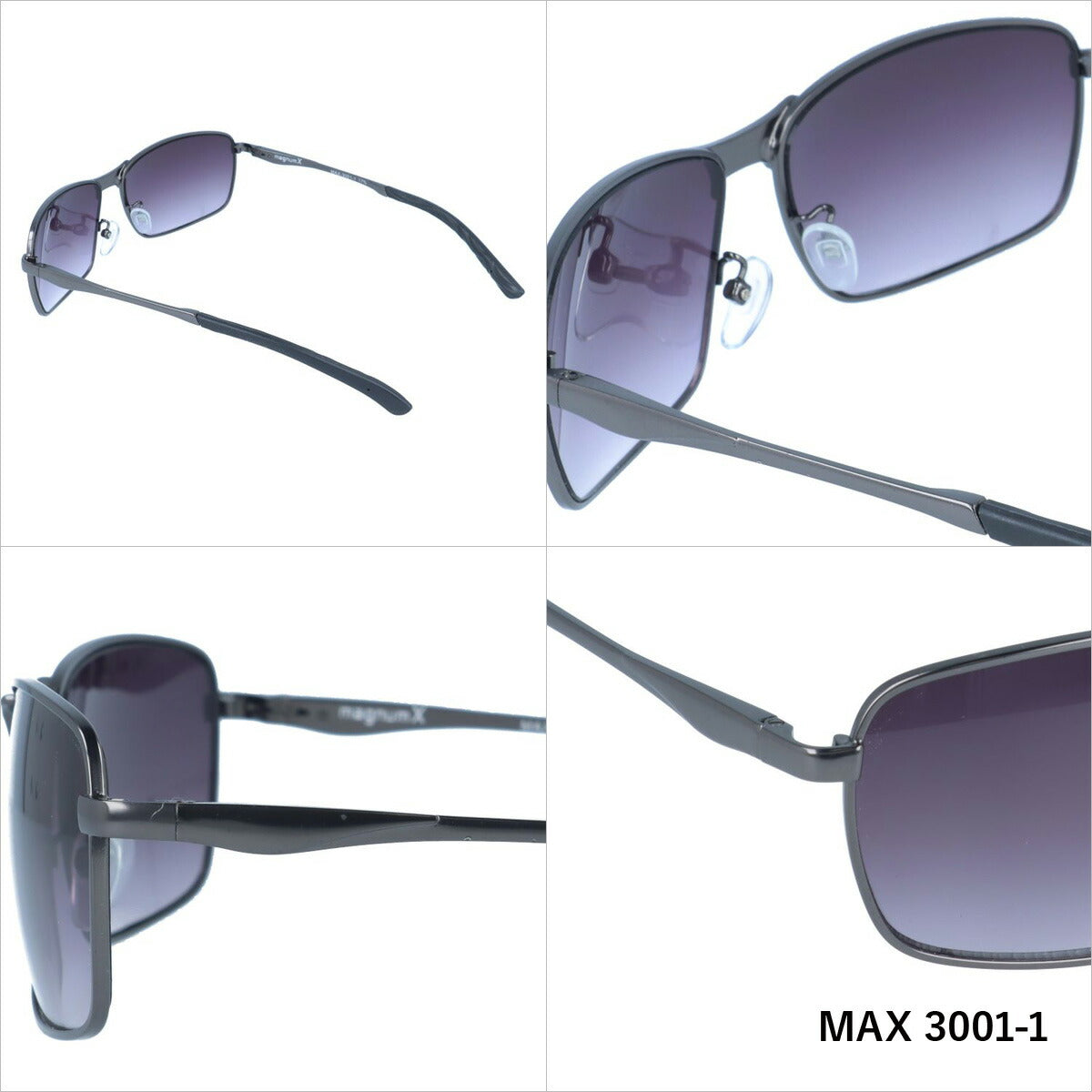 マグナムエックス サングラス magnumX MAX 3001 全3カラー 60サイズ スクエア メンズ レディース 紫外線対策 UVカット おしゃれ プレゼント ギフト