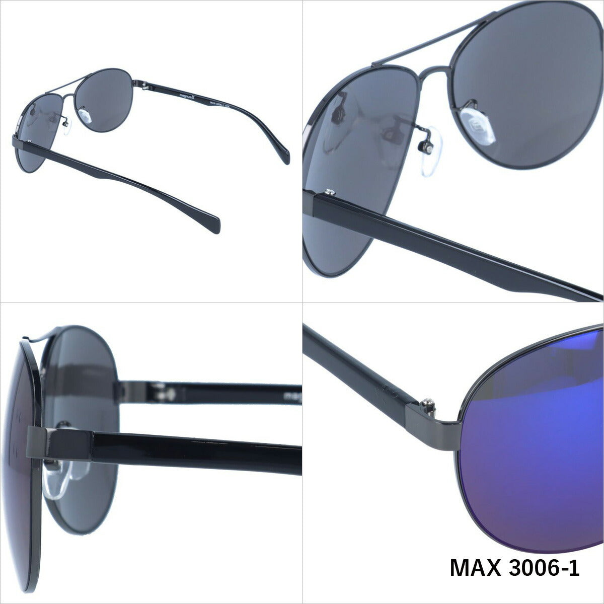 マグナムエックス サングラス ミラーレンズ magnumX MAX 3006 全3カラー 60サイズ ティアドロップ メンズ レディース 紫外線対策 UVカット おしゃれ プレゼント ギフト