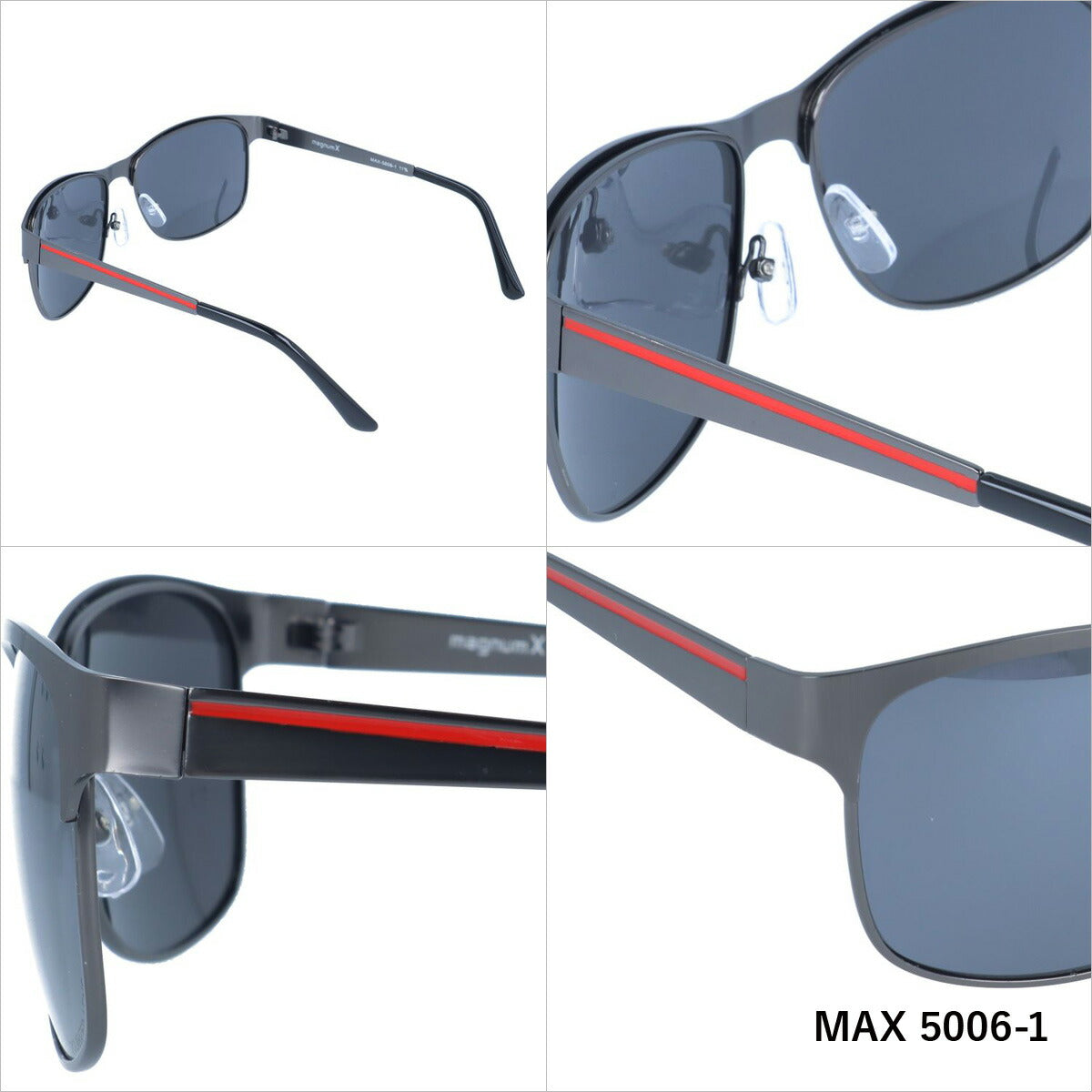 マグナムエックス 偏光サングラス ミラーレンズ magnumX MAX 5006 全2カラー 56サイズ ウェリントン メンズ レディース 川 海 釣り フィッシング 運転 ドライブ