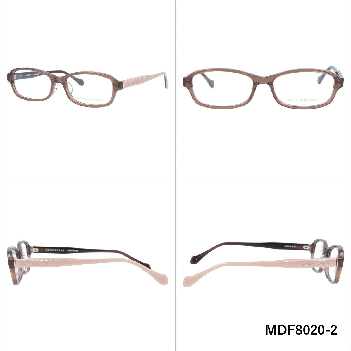メガネ 眼鏡 度付き 度なし おしゃれ MERCURYDUO マーキュリーデュオ MDF 8020 全4色 52サイズ スクエア型 レディース 女性 UVカット 紫外線 ブランド サングラス 伊達 ダテ｜老眼鏡・PCレンズ・カラーレンズ・遠近両用対応可能 ラッピング無料