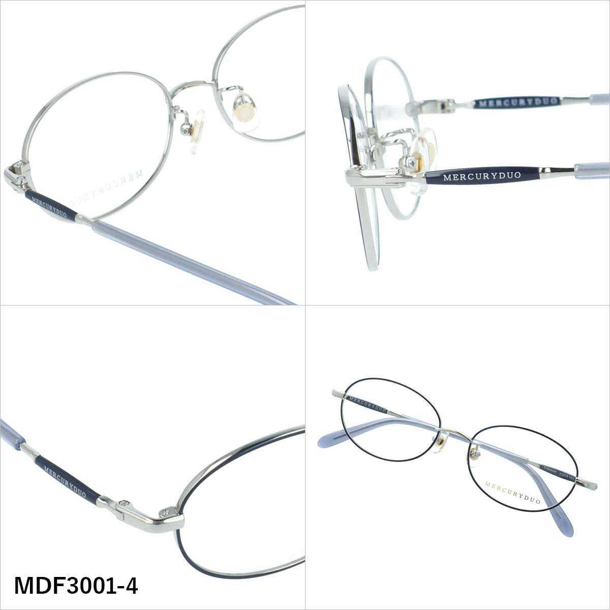 マーキュリーデュオ メガネフレーム 伊達メガネ アジアンフィット（フルフィット） 調整可能ノーズパッド（クリングス） MERCURYDUO MDF3001 51サイズ 全4カラー オーバル型 ユニセックス メンズ レディース