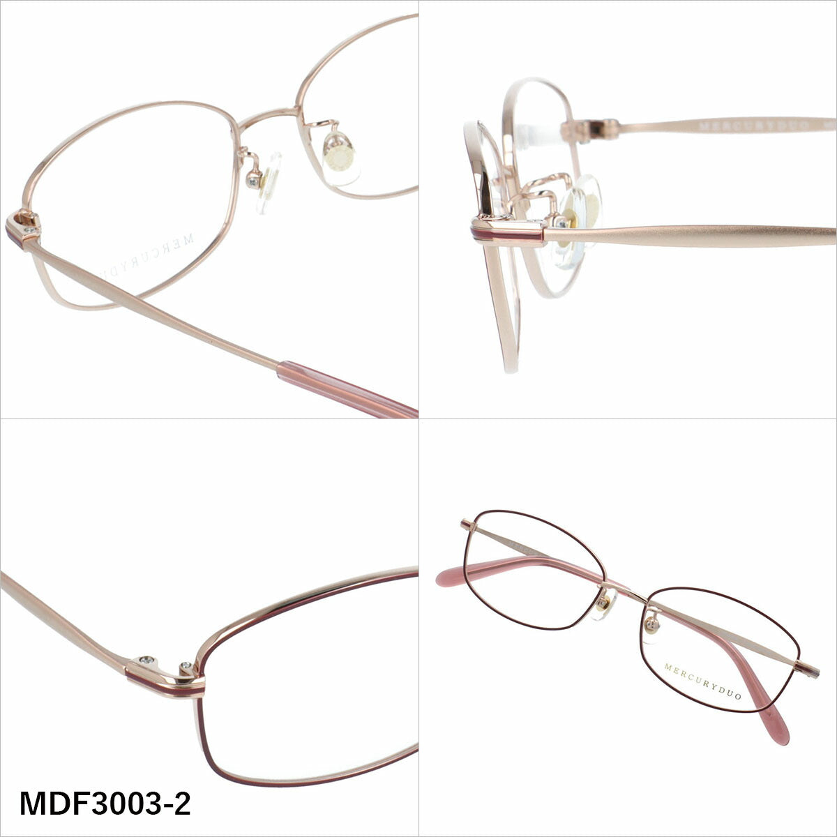 マーキュリーデュオ メガネフレーム 伊達メガネ アジアンフィット（フルフィット） 調整可能ノーズパッド（クリングス） MERCURYDUO MDF3003 52サイズ 全4カラー スクエア型 ユニセックス メンズ レディース