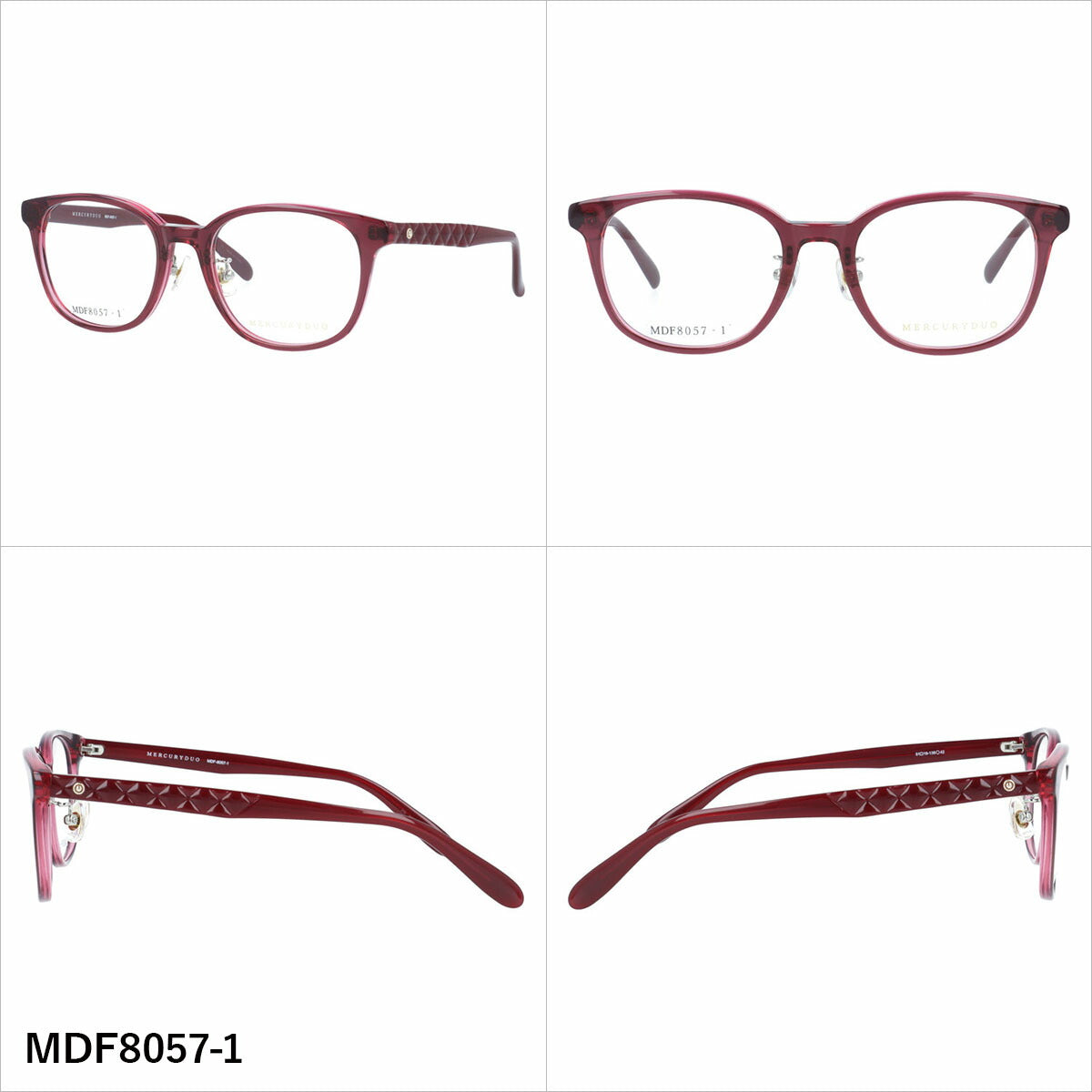 マーキュリーデュオ メガネフレーム 伊達メガネ アジアンフィット（フルフィット） 調整可能ノーズパッド（クリングス） MERCURYDUO MDF8057 51サイズ 全4カラー ウェリントン型 ユニセックス メンズ レディース