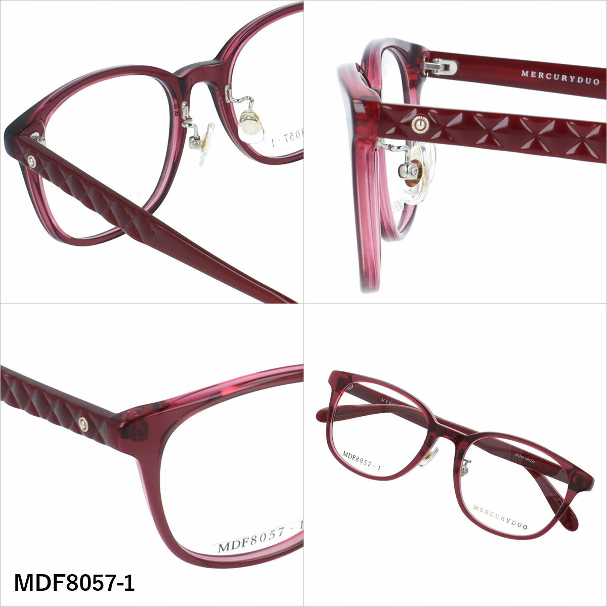 マーキュリーデュオ メガネフレーム 伊達メガネ アジアンフィット（フルフィット） 調整可能ノーズパッド（クリングス） MERCURYDUO MDF8057 51サイズ 全4カラー ウェリントン型 ユニセックス メンズ レディース