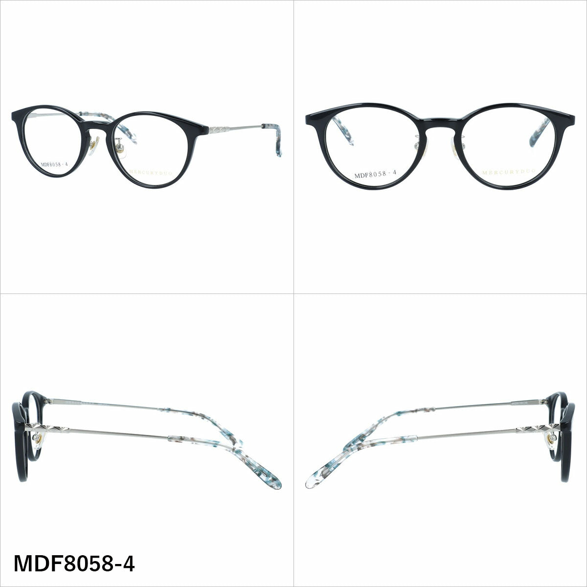 マーキュリーデュオ メガネフレーム 伊達メガネ アジアンフィット（フルフィット） 調整可能ノーズパッド（クリングス） MERCURYDUO MDF8058 48サイズ 全4カラー ボストン型 ユニセックス メンズ レディース